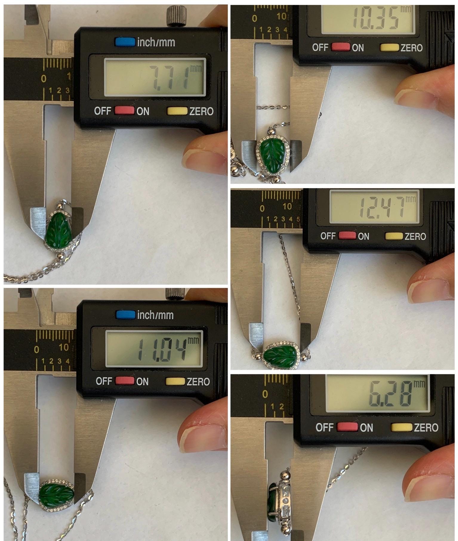 Natural Grade A Guatemalan Icy Translucent Vibrant Green Jadeite Leaf Charm Sterling Silver Chain Bracelet adjustable 天然冰危绿翡翠叶子针式银手链 LYPD