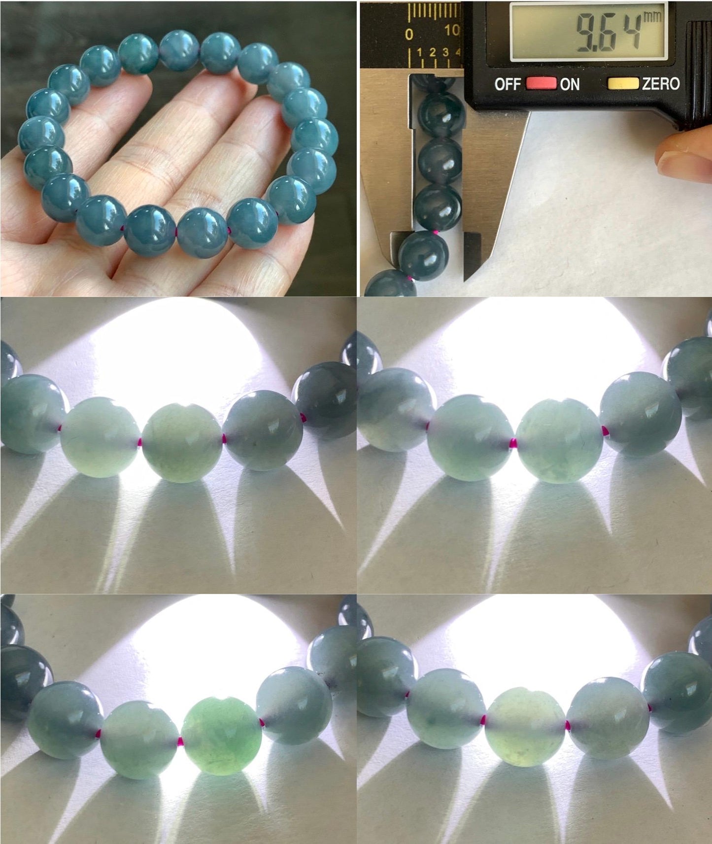 Natural Guatemalan Icy Translucent Gelatinous Dark Dusty Blue Jade Jadeite Beaded Bracelet Stretchy 6.75” 9.6mm 30g 天然冰胶危深烟灰紫翡翠圆珠手串 WLZ330