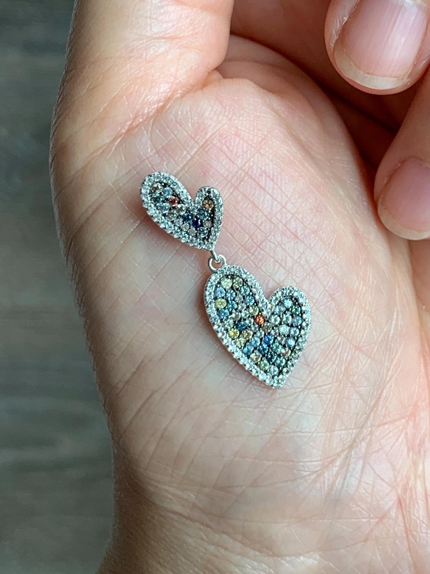Natural Genuine Sapphire Multicolored Rainbow Sapphire Cluster Heart Pendant S925 Sterling Silver Sapphire Heart Pendant 887-P