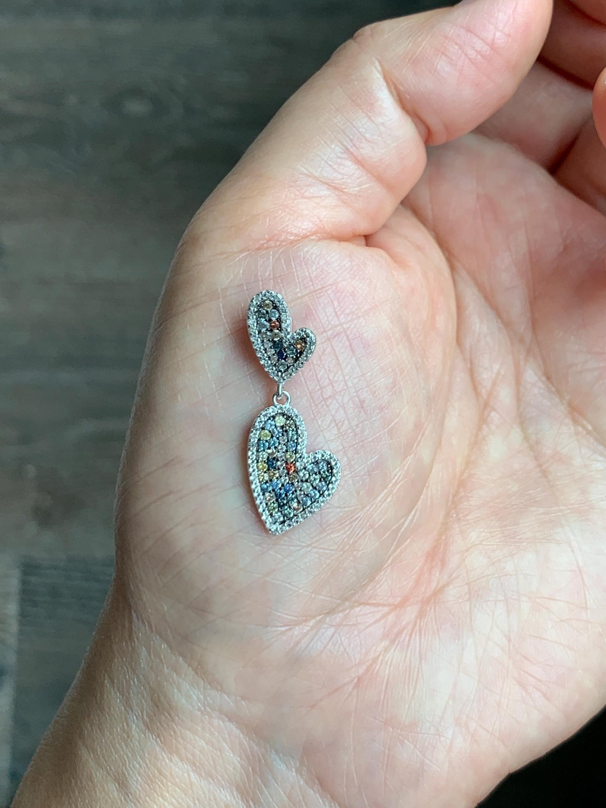 Natural Genuine Sapphire Multicolored Rainbow Sapphire Cluster Heart Pendant S925 Sterling Silver Sapphire Heart Pendant 887-P