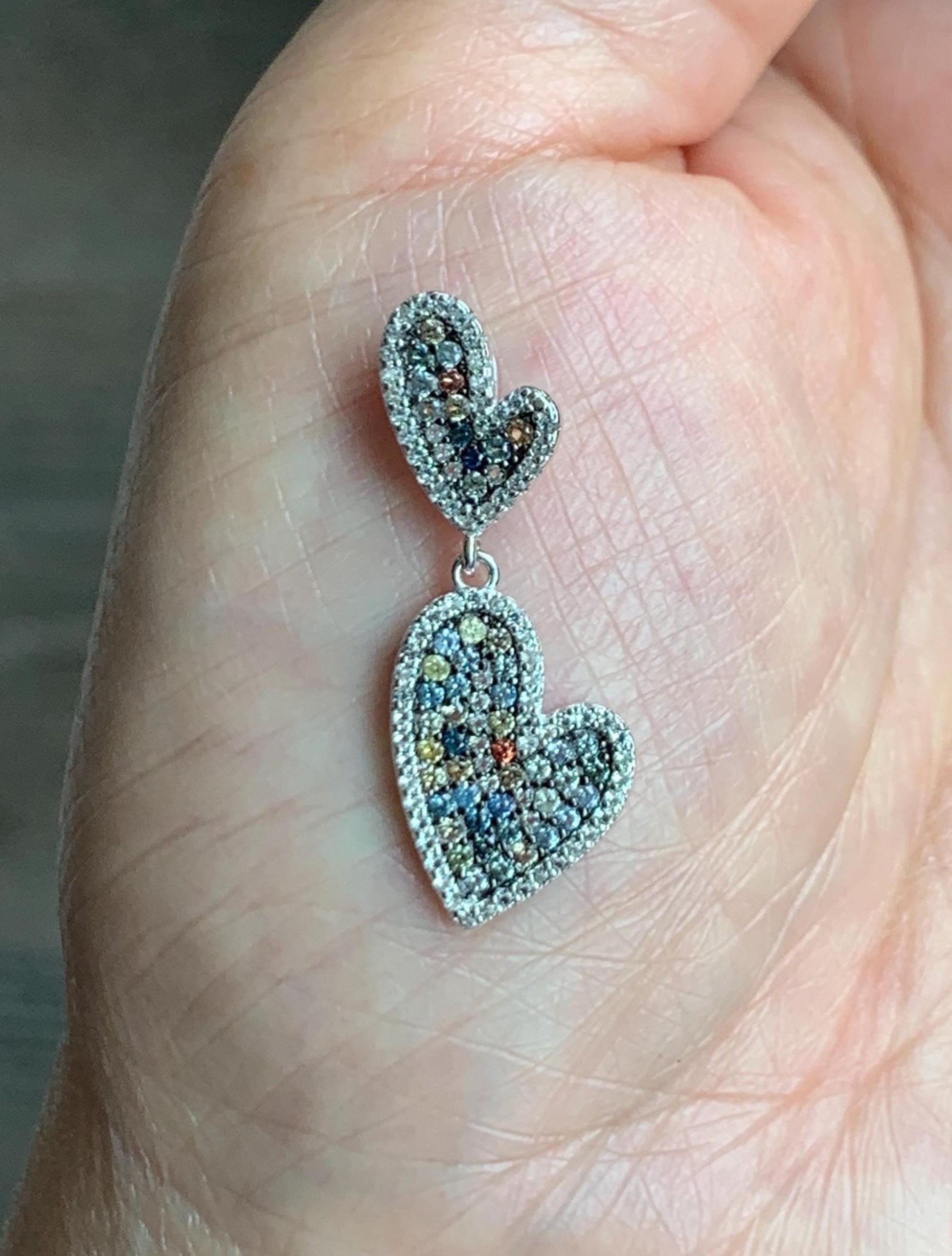 Natural Genuine Sapphire Multicolored Rainbow Sapphire Cluster Heart Pendant S925 Sterling Silver Sapphire Heart Pendant 887-P