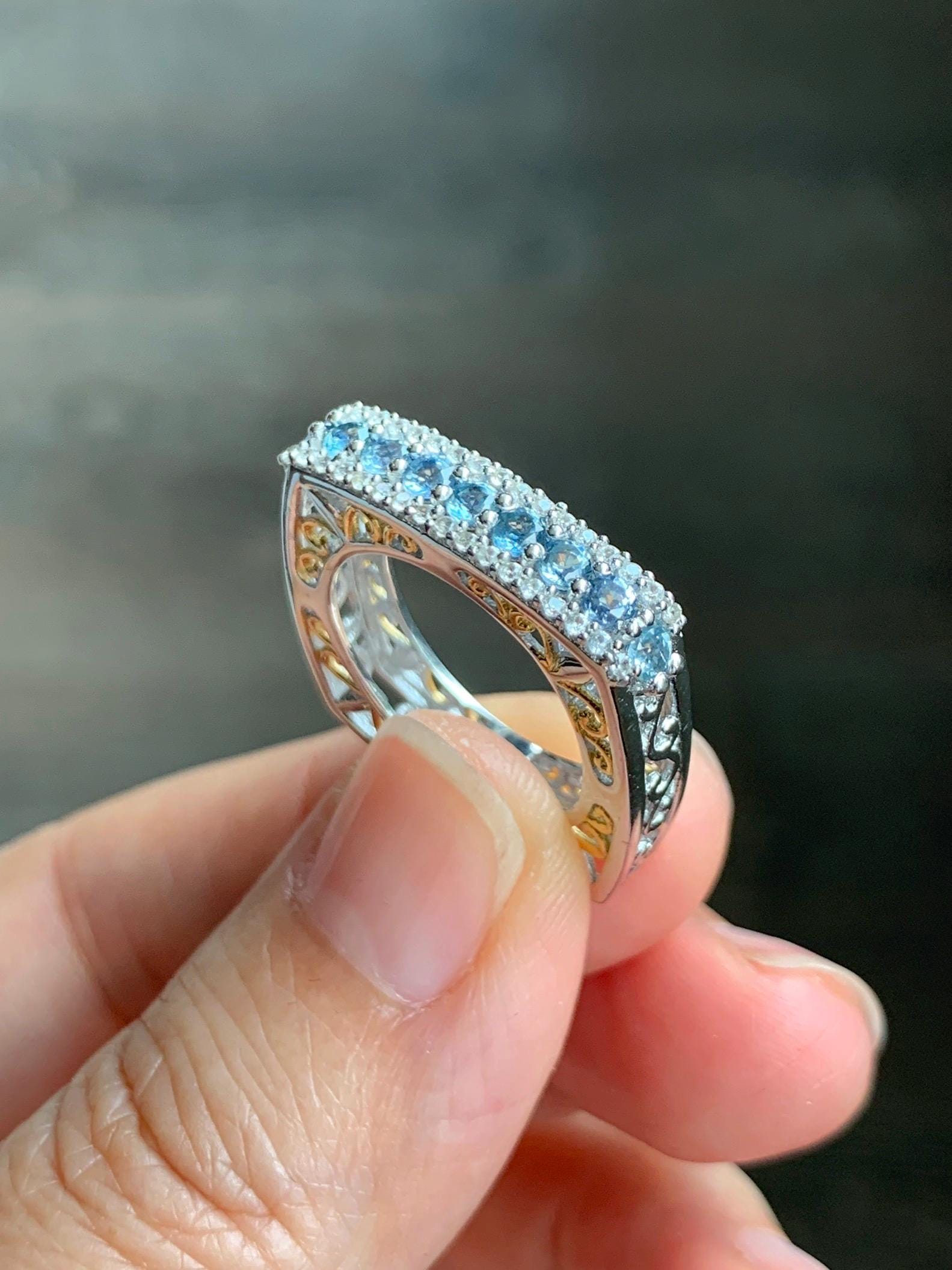Natural Genuine Ceylon Blue Sapphire Untreated Blue Sapphire Band Ring Euro Shank S925 Sterling Silver Size 6 US 5g Sapphire Band CBS129