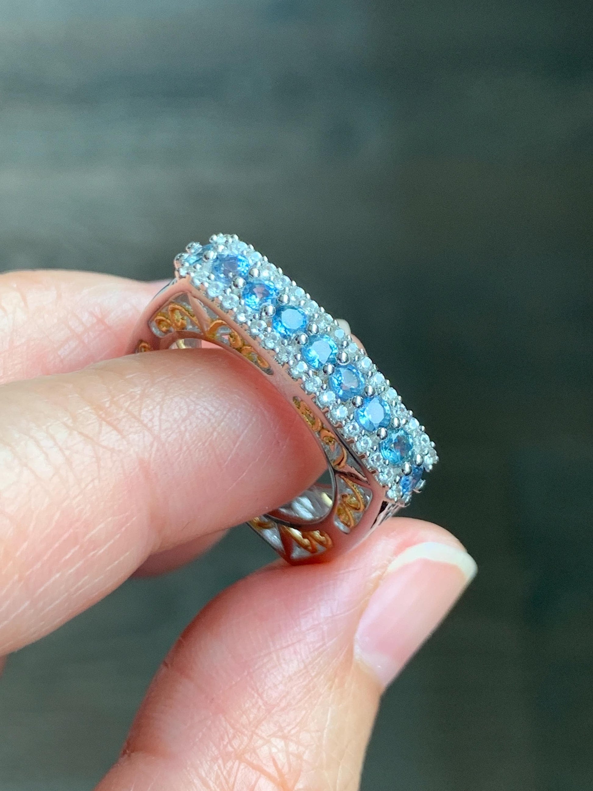 Natural Genuine Ceylon Blue Sapphire Untreated Blue Sapphire Band Ring Euro Shank S925 Sterling Silver Size 6 US 5g Sapphire Band CBS129