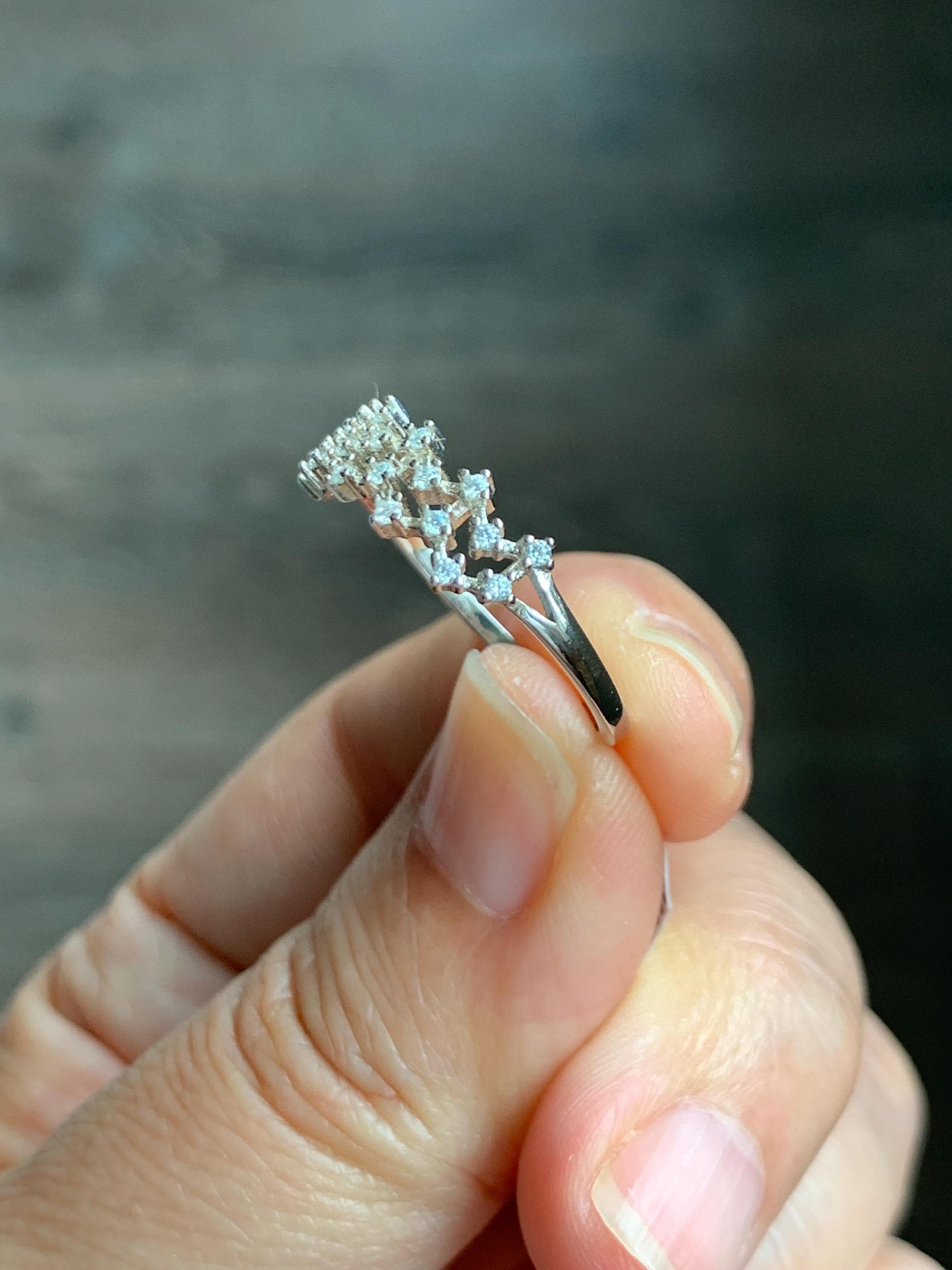 Moissanite Cluster Celestial Band Style Ring Sterling Silver Size 9 US 2g Moissanite Band Ring 048