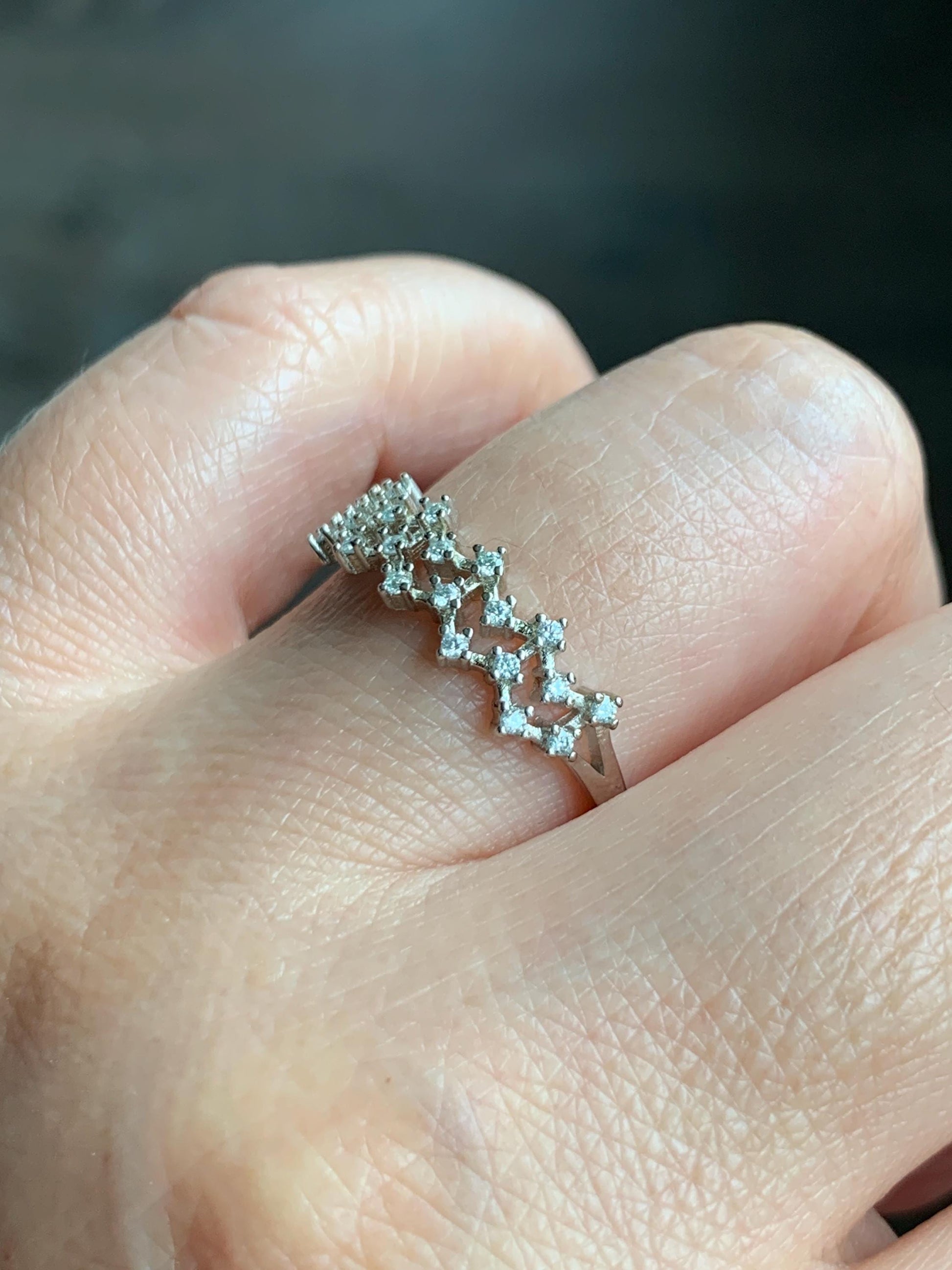 Moissanite Cluster Celestial Band Style Ring Sterling Silver Size 9 US 2g Moissanite Band Ring 048