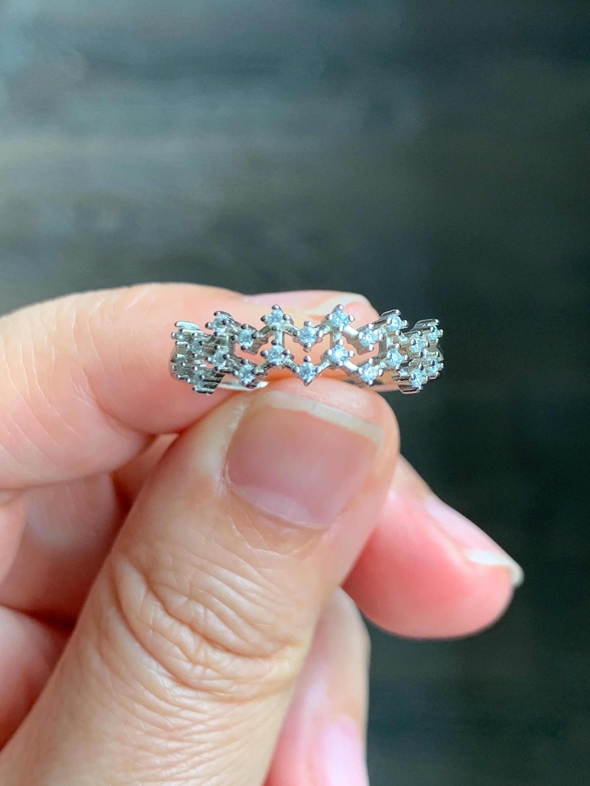 Moissanite Cluster Celestial Band Style Ring Sterling Silver Size 9 US 2g Moissanite Band Ring 048