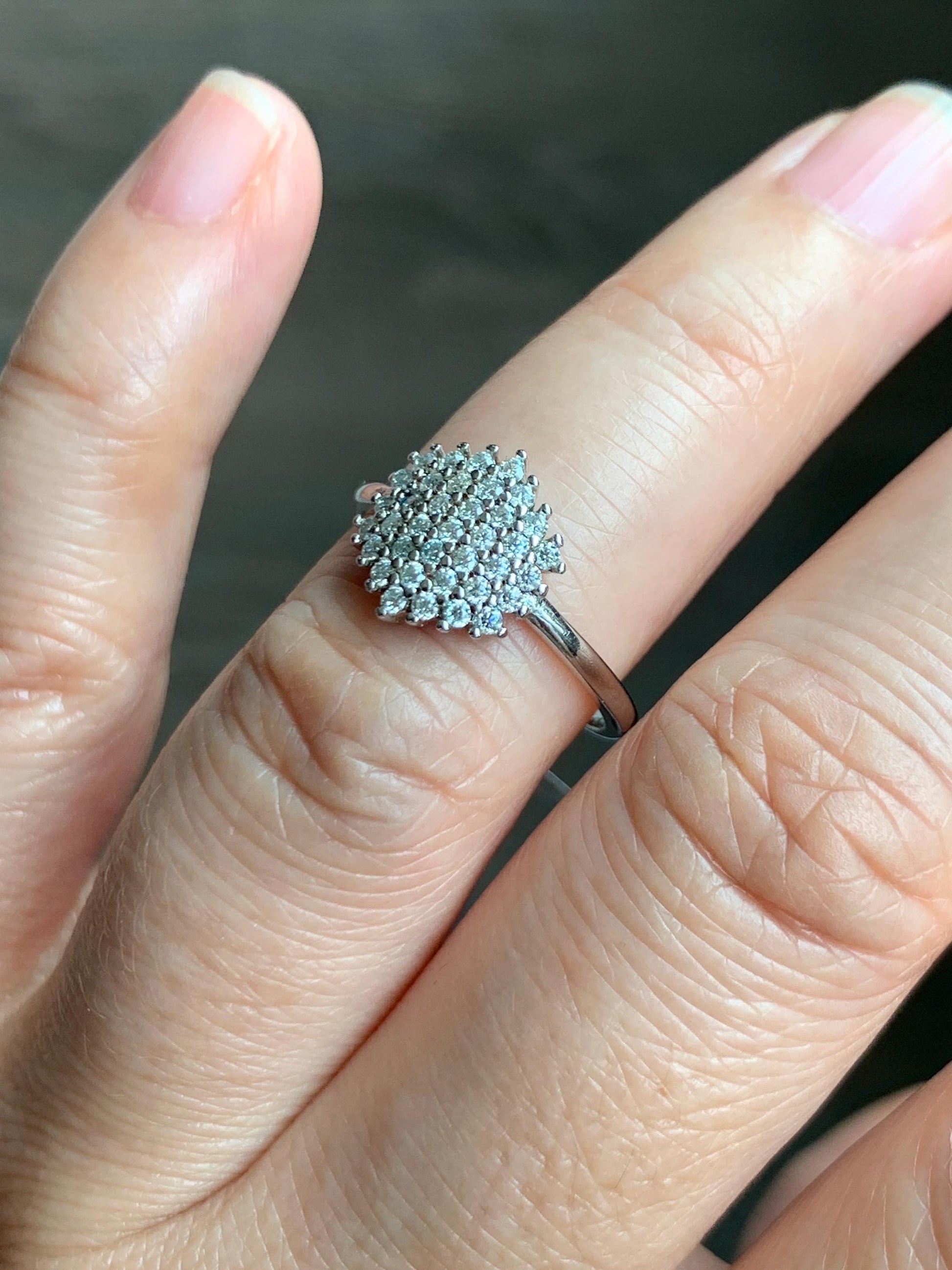 Moissanite Cluster Hexagon Design Ring Sterling Silver Size 6 US Moissanite Silver Ring 123