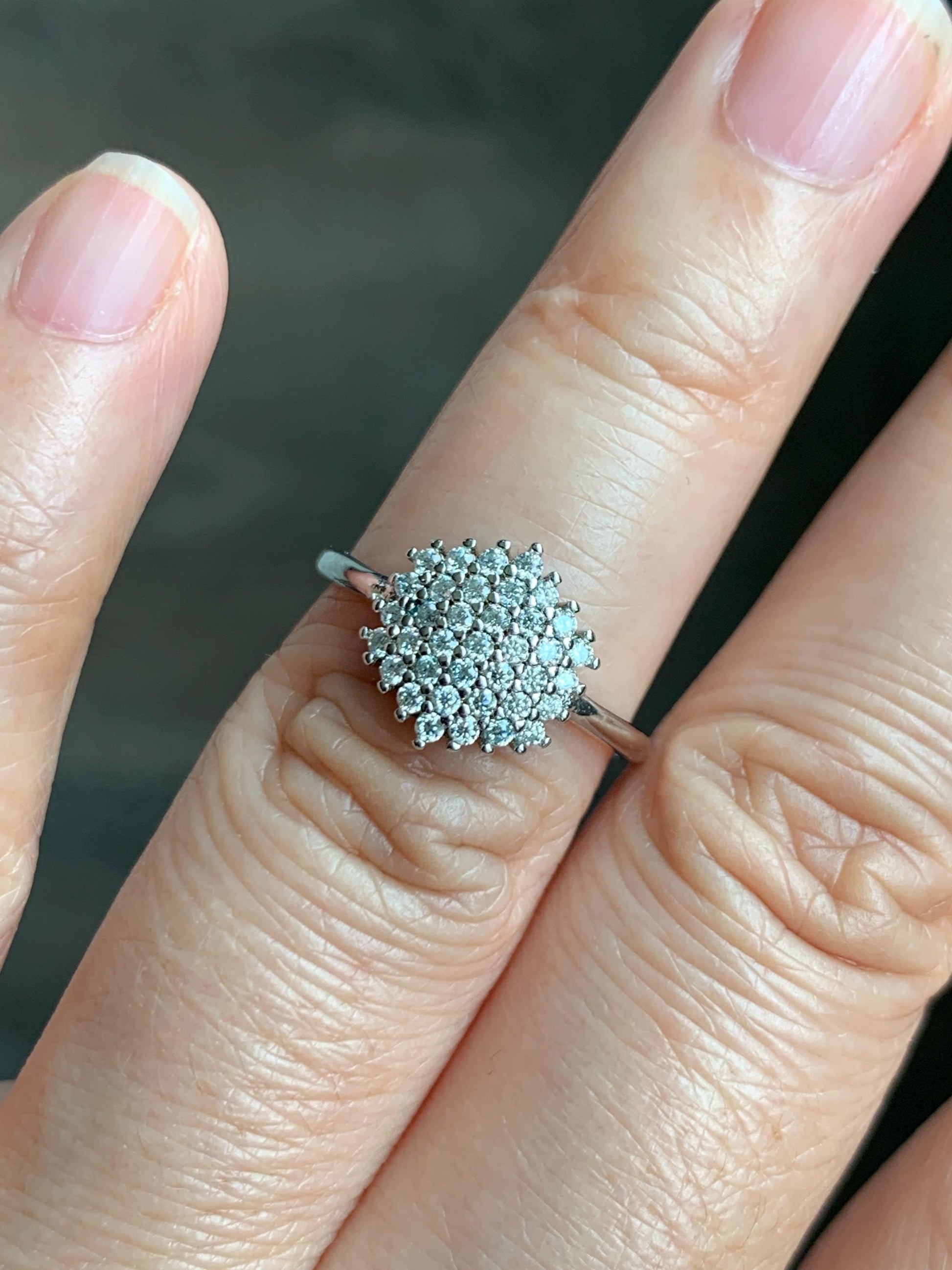Moissanite Cluster Hexagon Design Ring Sterling Silver Size 6 US Moissanite Silver Ring 123
