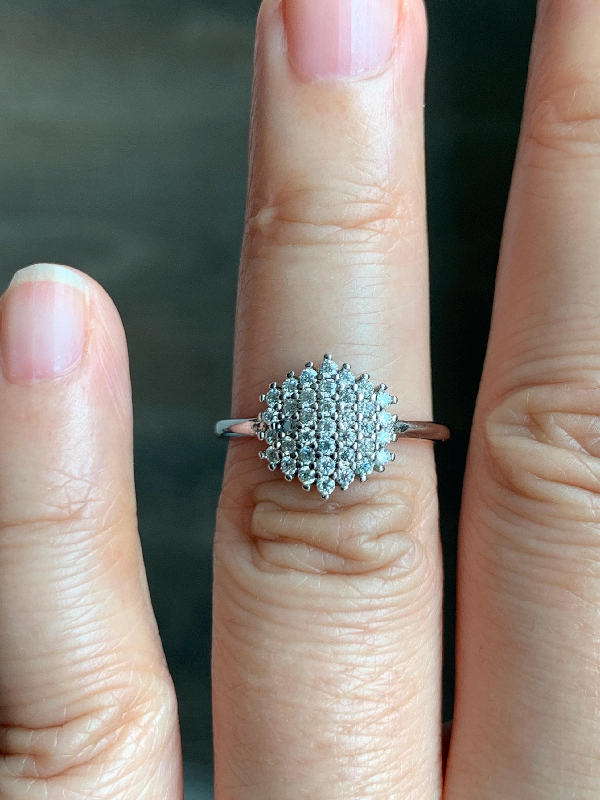 Moissanite Cluster Hexagon Design Ring Sterling Silver Size 6 US Moissanite Silver Ring 123