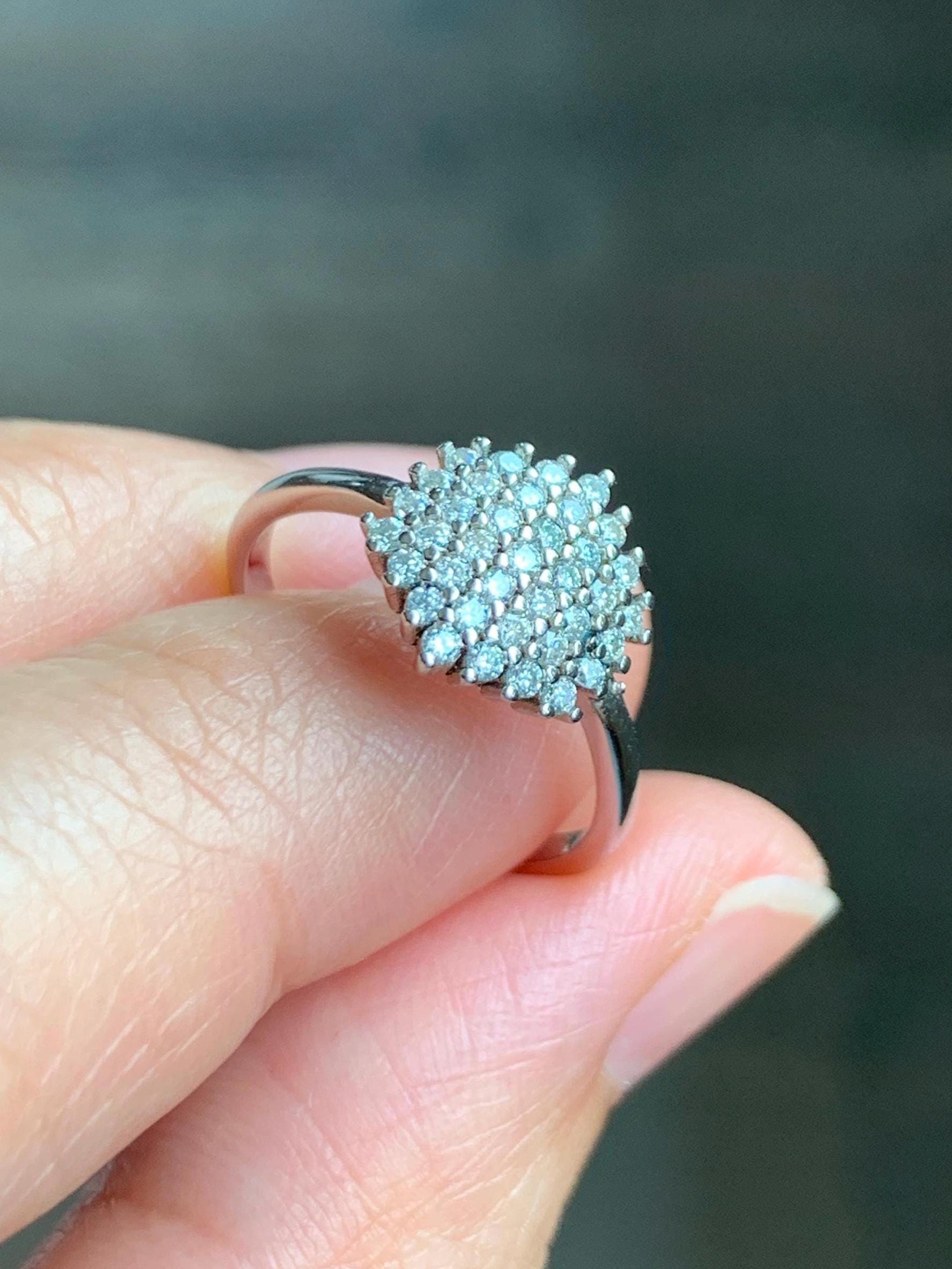 Moissanite Cluster Hexagon Design Ring Sterling Silver Size 6 US Moissanite Silver Ring 123