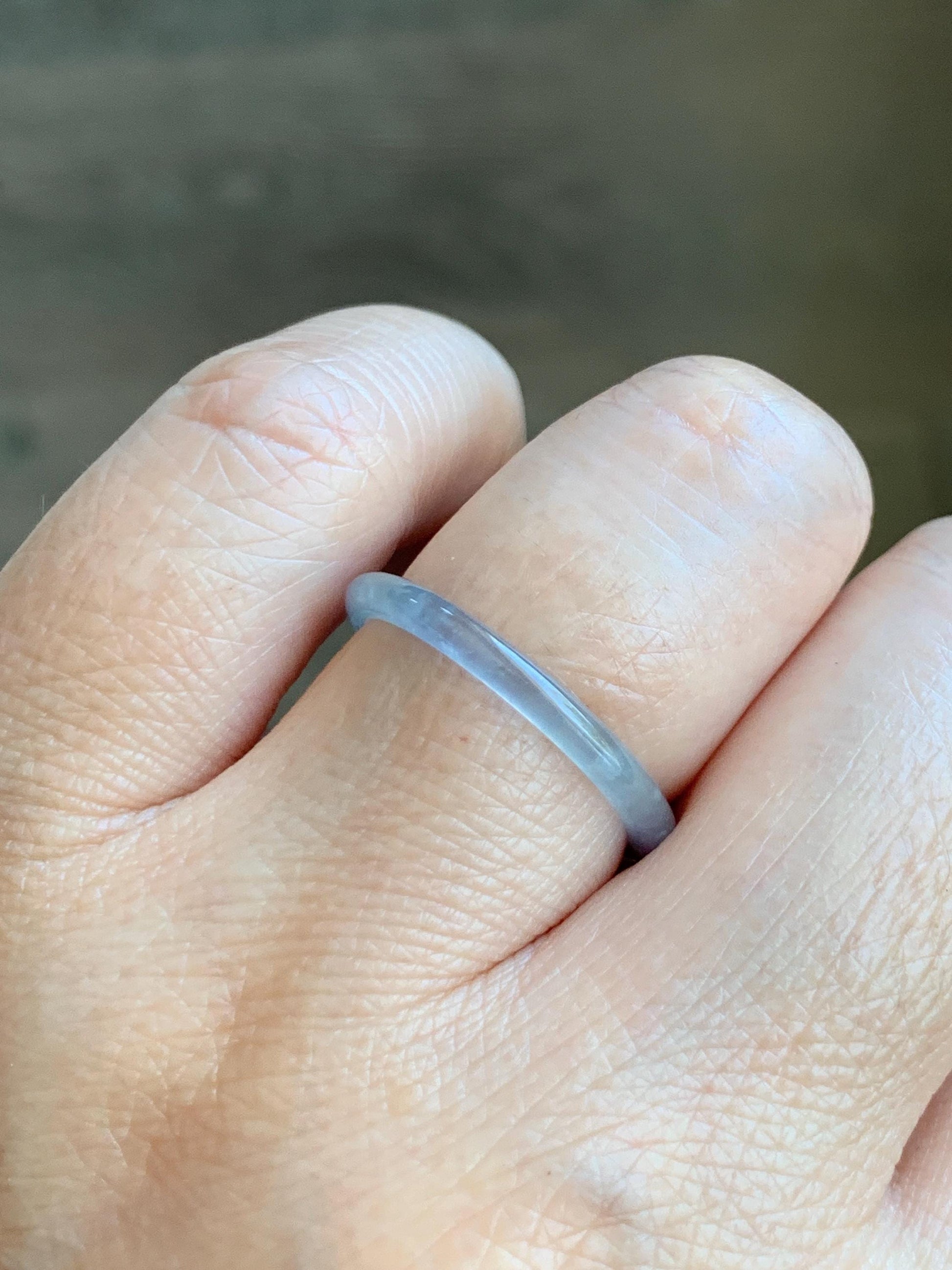 Natural Grade A Guatemalan Icy Highly Translucent Pastel Blue Jade Jadeite Band Ring Size 7.75 US 天然冰危起光浅蓝翡翠戒圈 LBW210E