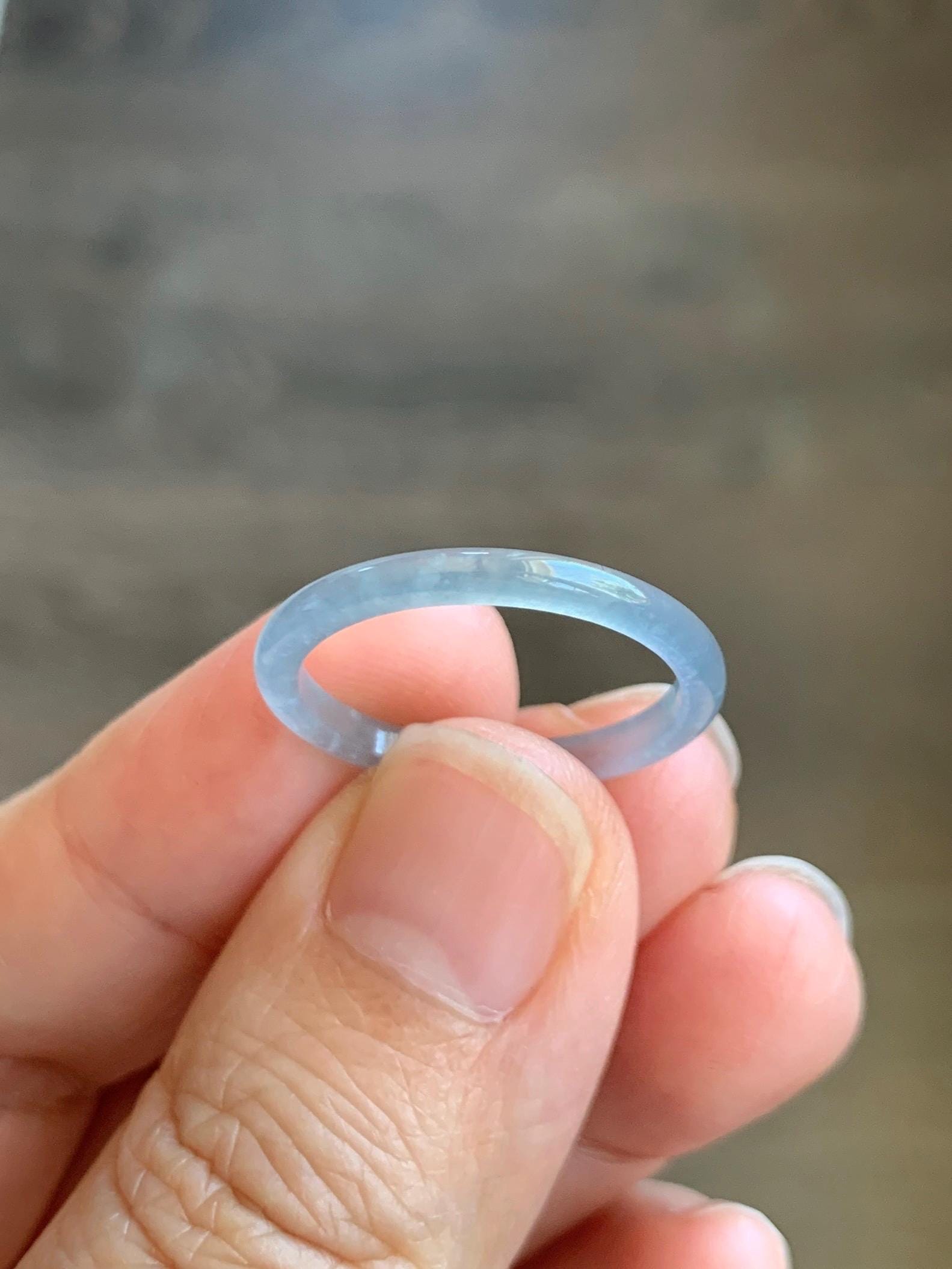 Natural Grade A Guatemalan Icy Highly Translucent Pastel Blue Jade Jadeite Band Ring Size 8.25 US 天然冰危起光浅蓝翡翠戒圈 LBW210D