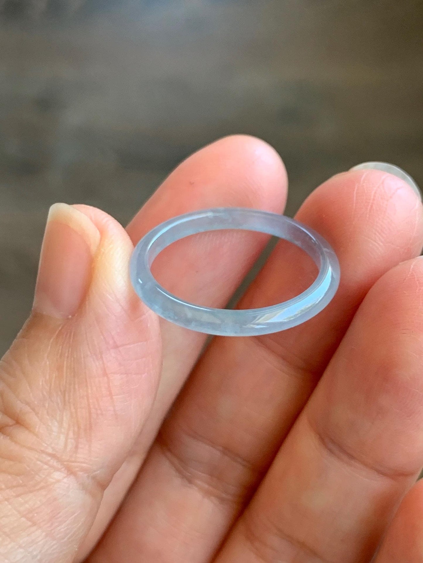 Natural Grade A Guatemalan Icy Highly Translucent Pastel Blue Jade Jadeite Band Ring Size 8.25 US 天然冰危起光浅蓝翡翠戒圈 LBW210D