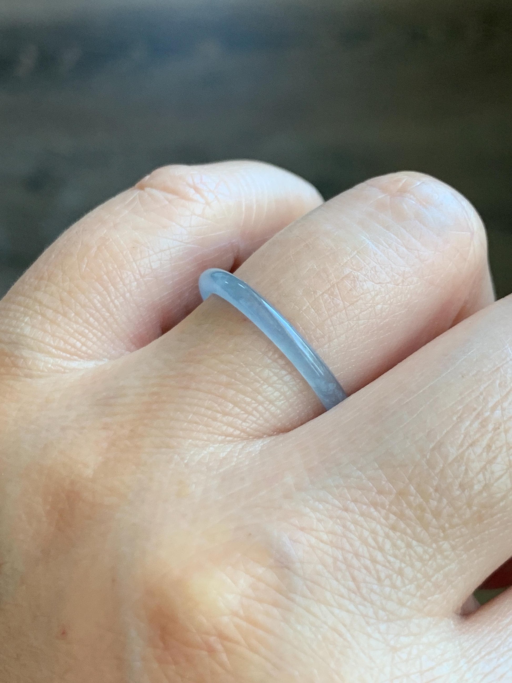 Natural Grade A Guatemalan Icy Highly Translucent Pastel Blue Jade Jadeite Band Ring Size 8.25 US 天然冰危起光浅蓝翡翠戒圈 LBW210D
