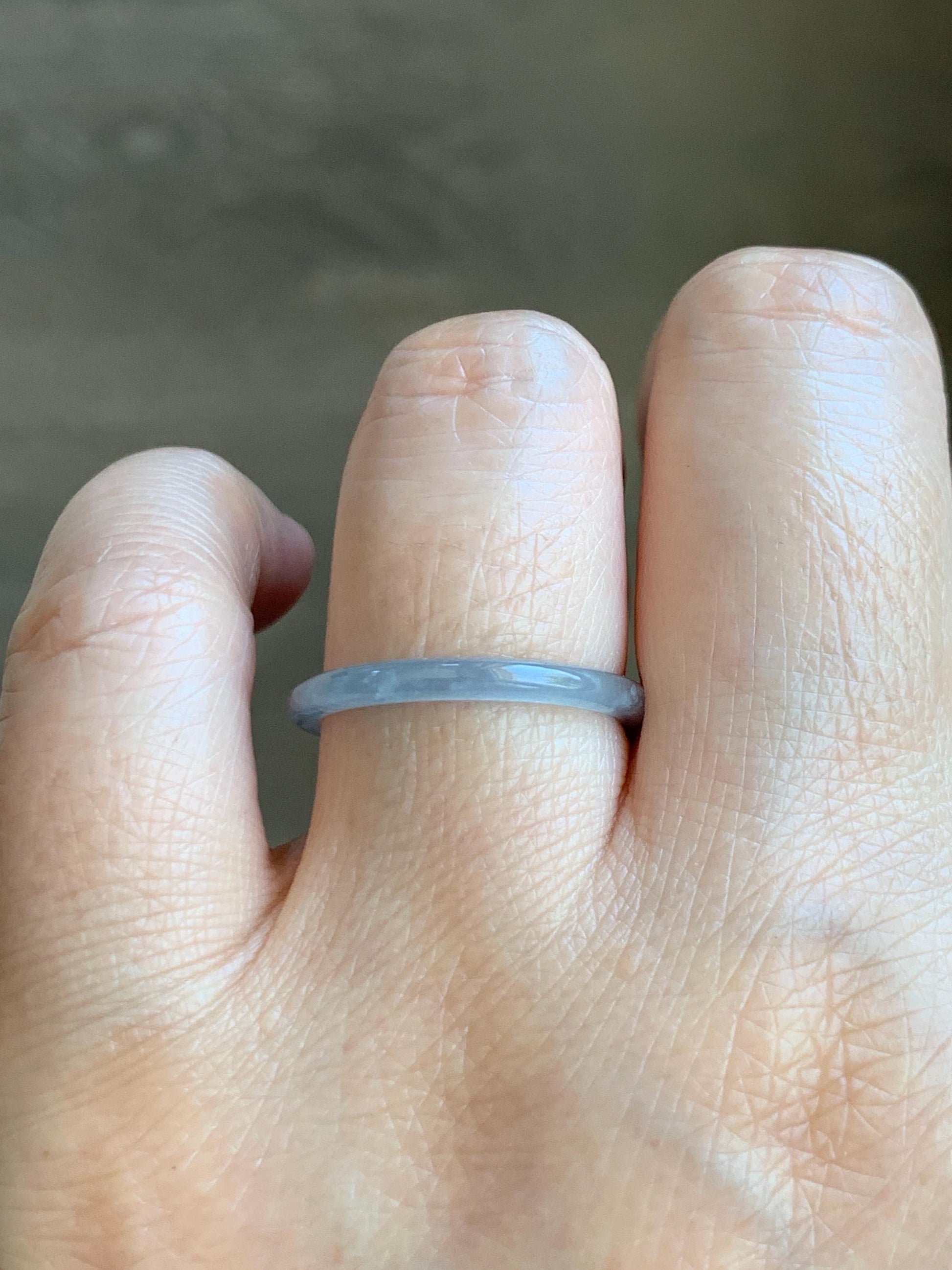 Natural Grade A Guatemalan Icy Highly Translucent Pastel Blue Jade Jadeite Band Ring Size 8.25 US 天然冰危起光浅蓝翡翠戒圈 LBW210D