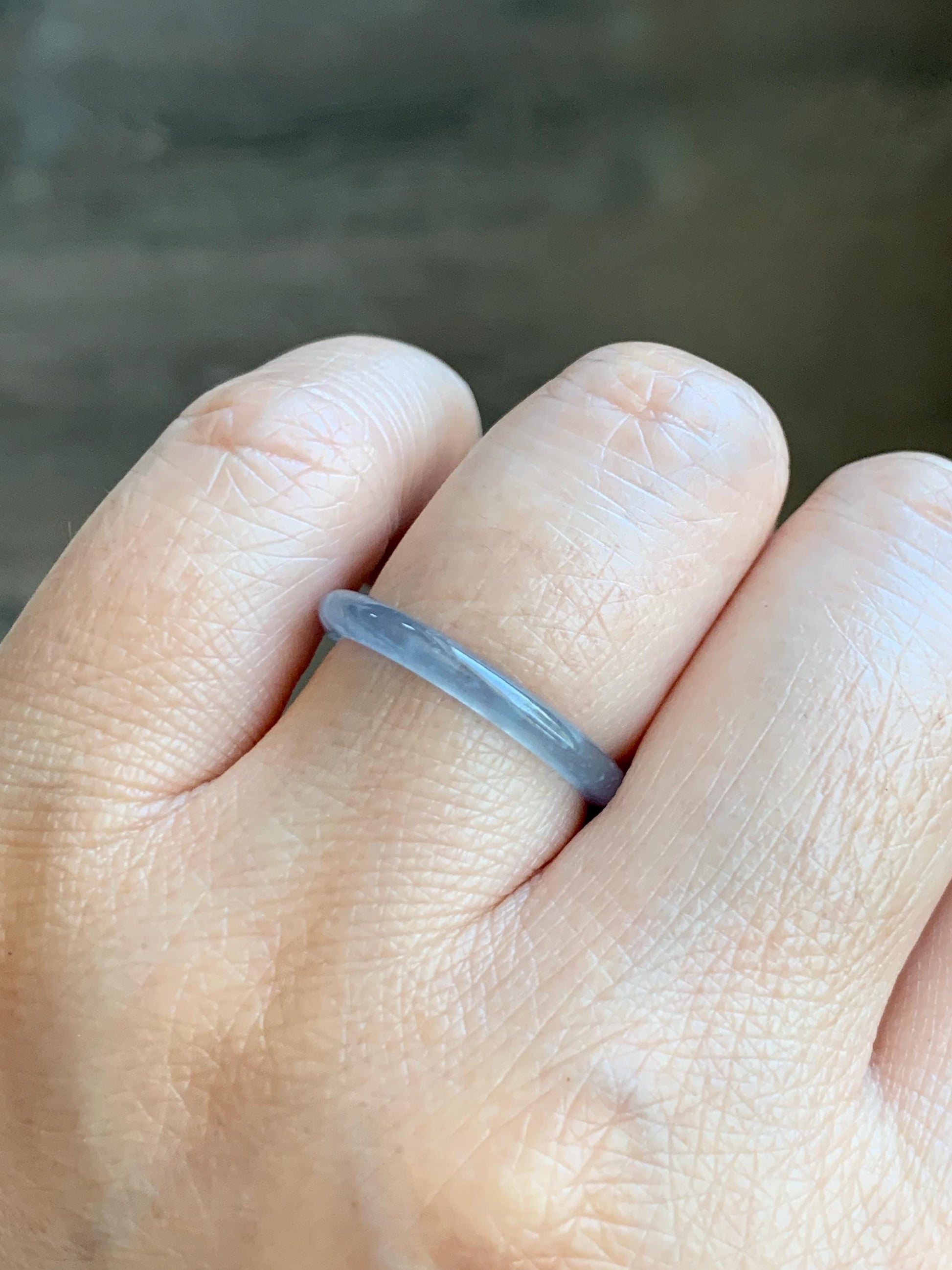 Natural Grade A Guatemalan Icy Highly Translucent Pastel Blue Jade Jadeite Band Ring Size 7.25 US 天然冰危起光浅蓝翡翠戒圈 LBW210C