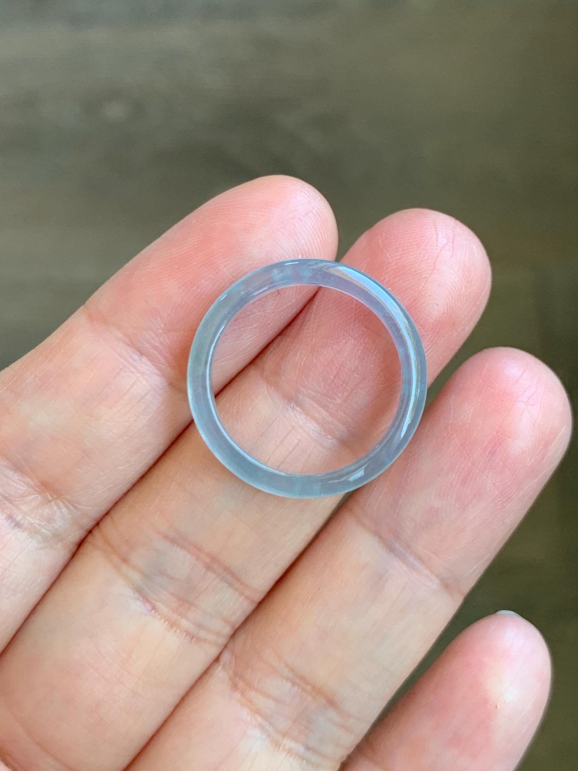Natural Grade A Guatemalan Icy Highly Translucent Pastel Blue Jade Jadeite Band Ring Size 7.25 US 天然冰危起光浅蓝翡翠戒圈 LBW210C