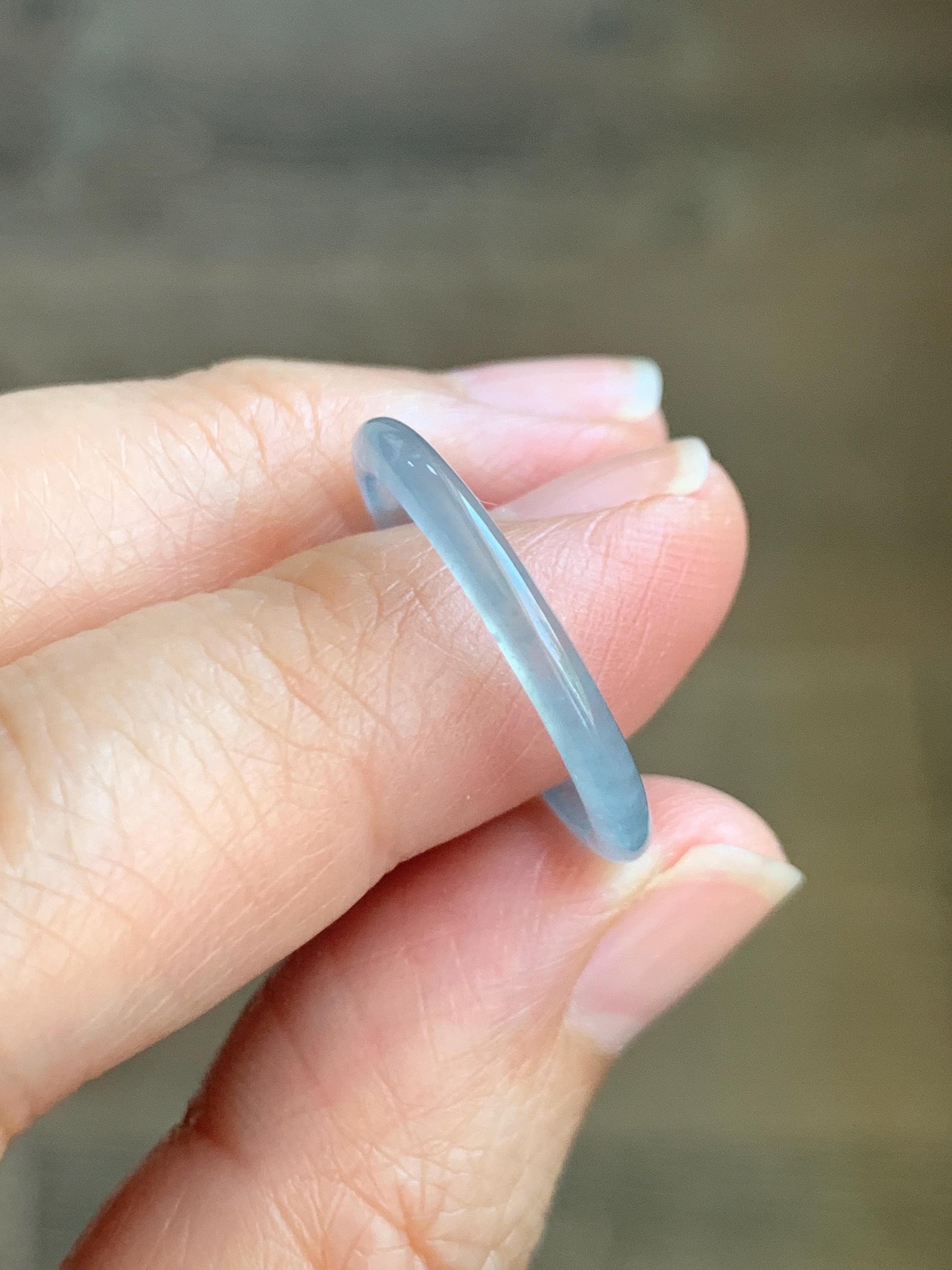 Natural Grade A Guatemalan Icy Highly Translucent Pastel Blue Jade Jadeite Band Ring Size 8.25 US 天然冰危起光浅蓝翡翠戒圈 LBW210B