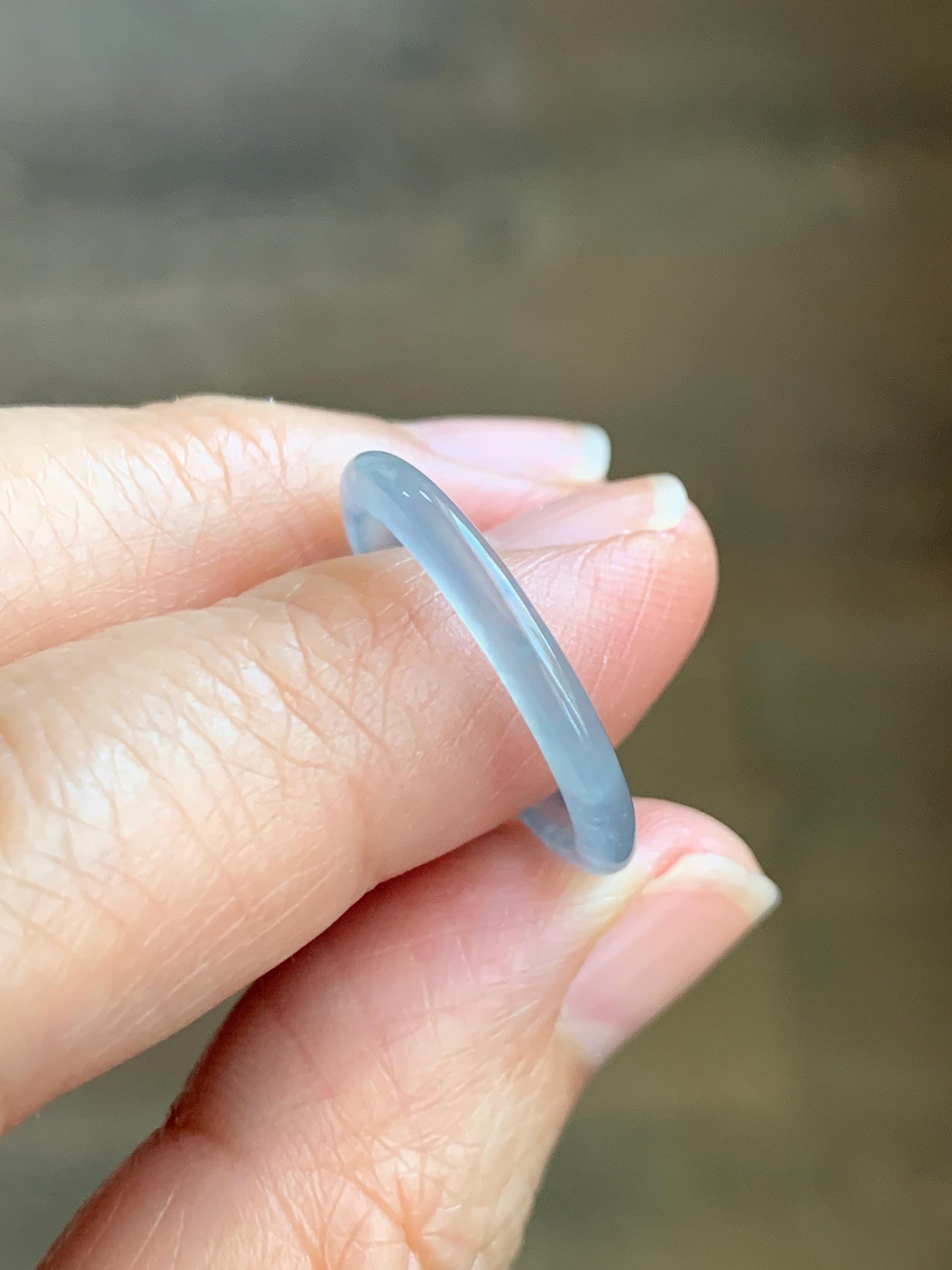 Natural Grade A Guatemalan Icy Highly Translucent Pastel Blue Jade Jadeite Band Ring Size 7.25 US 天然冰危起光浅蓝翡翠戒圈 LBW210A