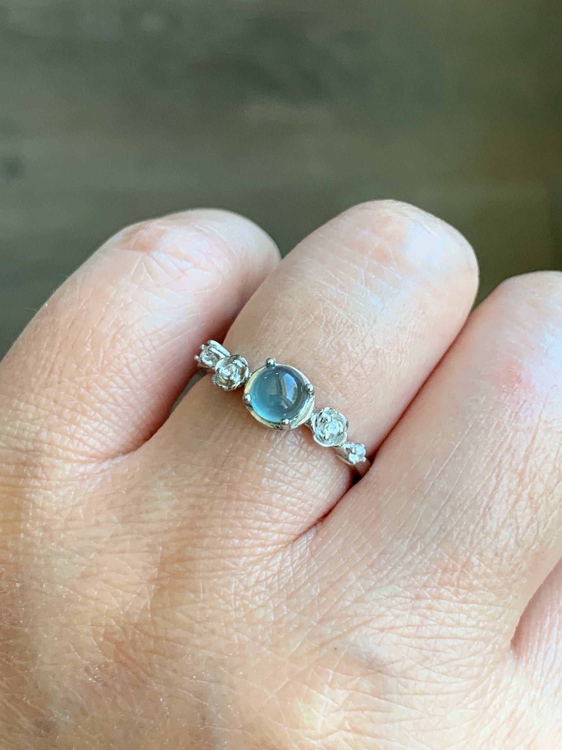 Natural Grade A Guatemalan Icy Highly Translucent Pastel Blue Jadeite Bypass Ring Sterling Silver Size 7 Adjustable 天然冰危淡蓝翡翠开口银镶戒指 MWL150B