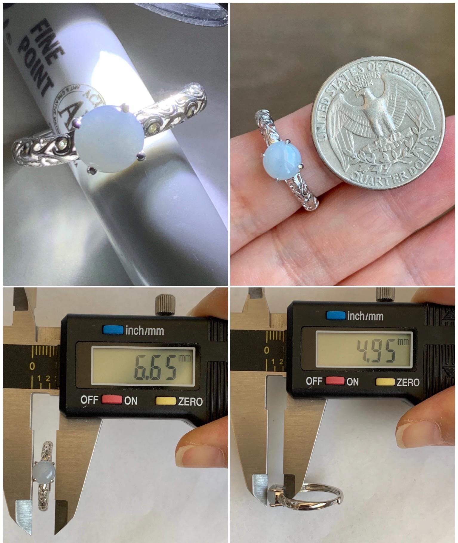 Natural Grade A Icy Translucent Pastel Lavender Undertone Jade Jadeite Ring Sterling Silver Size 7 US Adjustable 天然淡紫底翡翠银镶戒指 XMQ55D