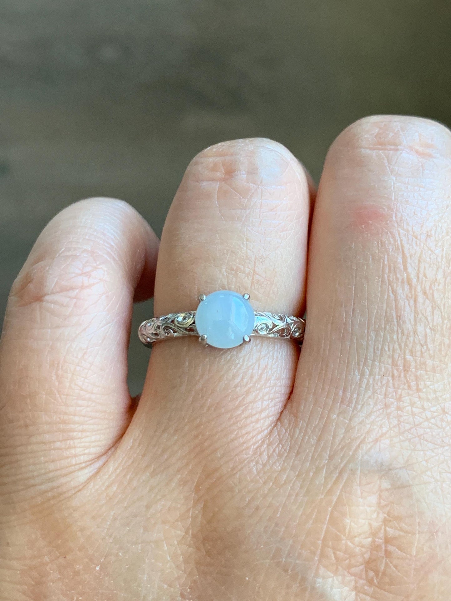 Natural Grade A Icy Translucent Pastel Lavender Undertone Jade Jadeite Ring Sterling Silver Size 7 US Adjustable 天然淡紫底翡翠银镶戒指 XMQ55D