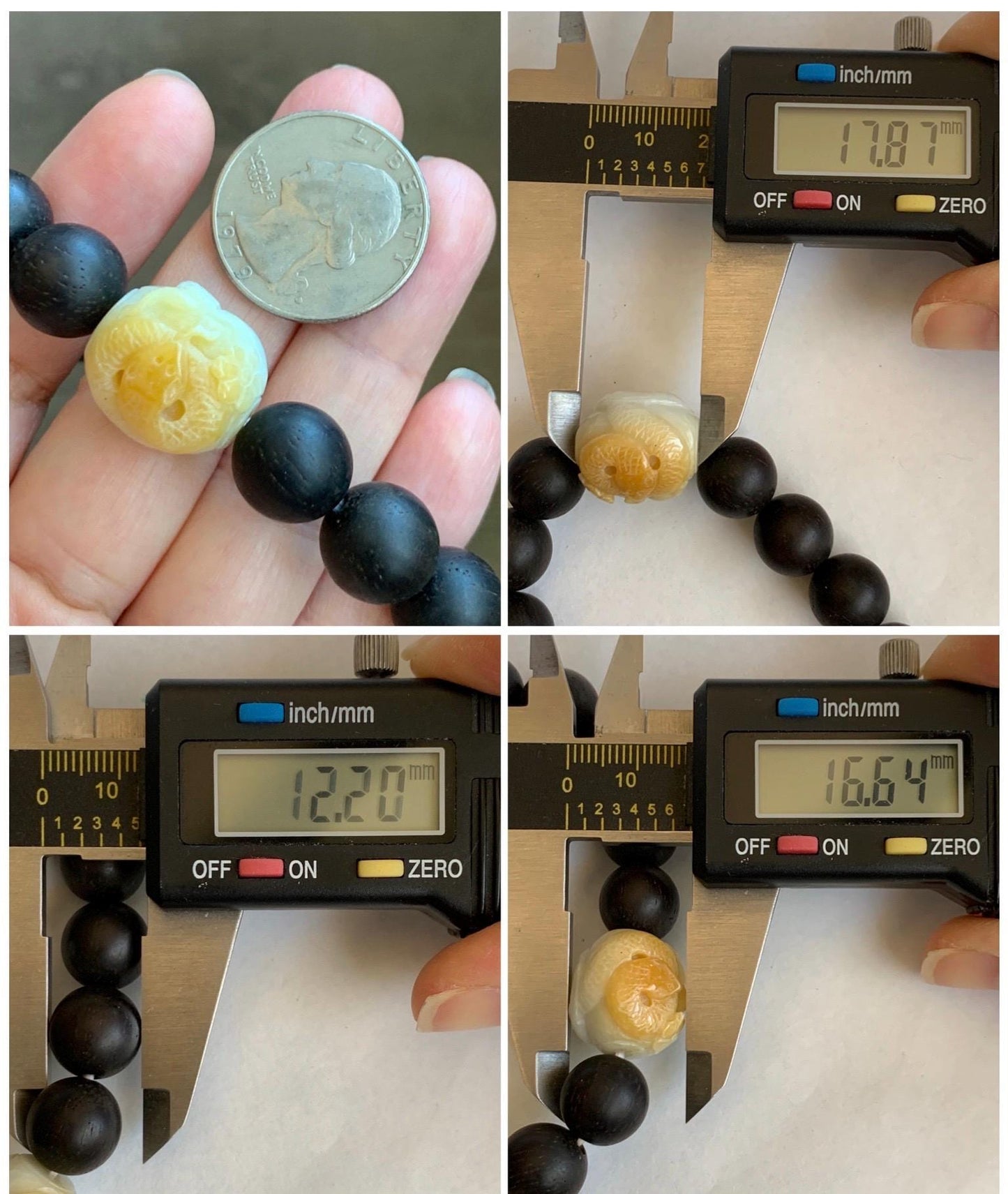 Natural Grade A Icy Translucent Yellow Marbled Jadeite Carved Snake Cherry Blossom Barrel Bead Beaded Bracelet 8" 天然黄飘花翡翠蛇梅花桶珠木珠手串 HUS129