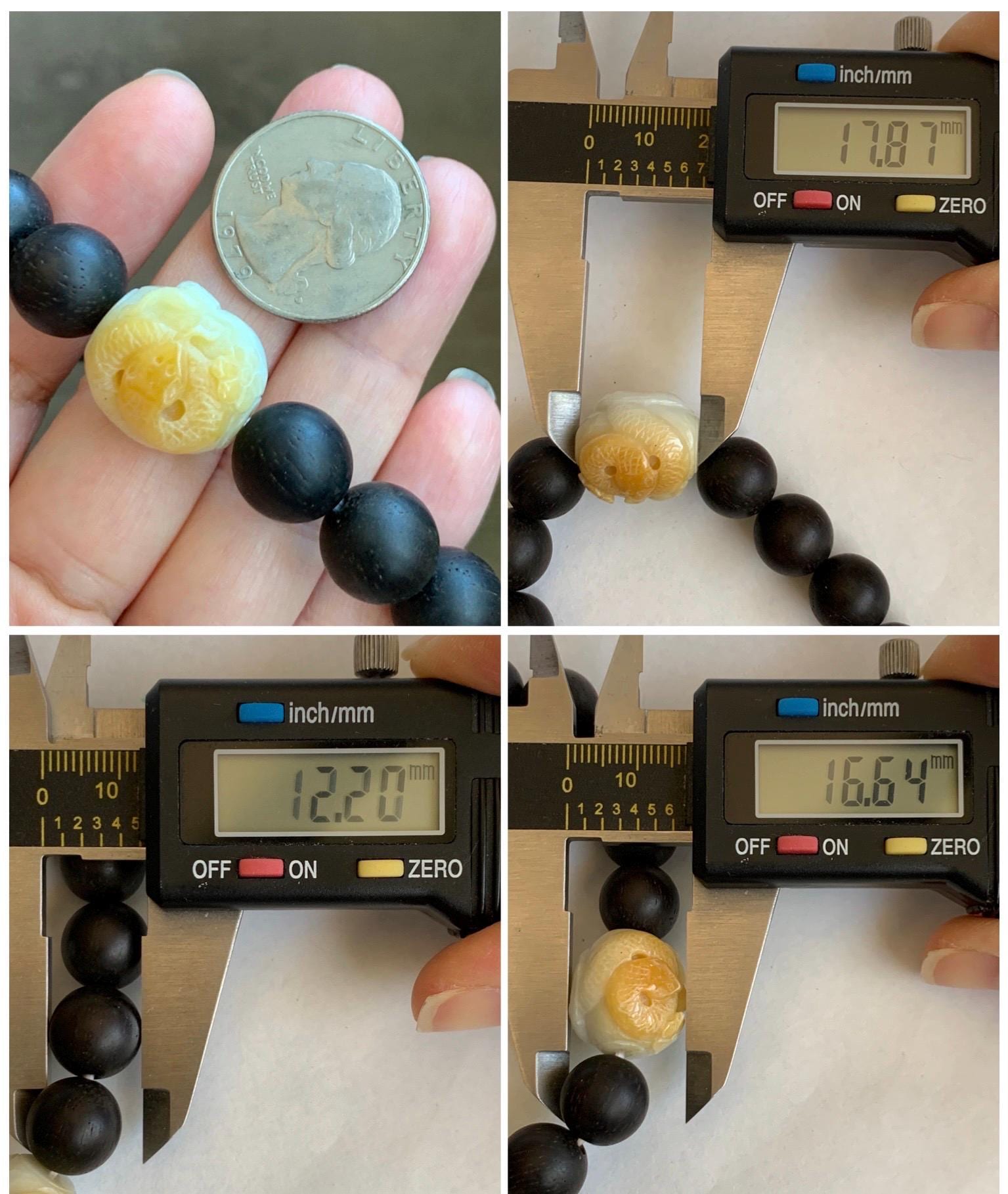 Natural Grade A Icy Translucent Yellow Marbled Jadeite Carved Snake Cherry Blossom Barrel Bead Beaded Bracelet 8" 天然黄飘花翡翠蛇梅花桶珠木珠手串 HUS129