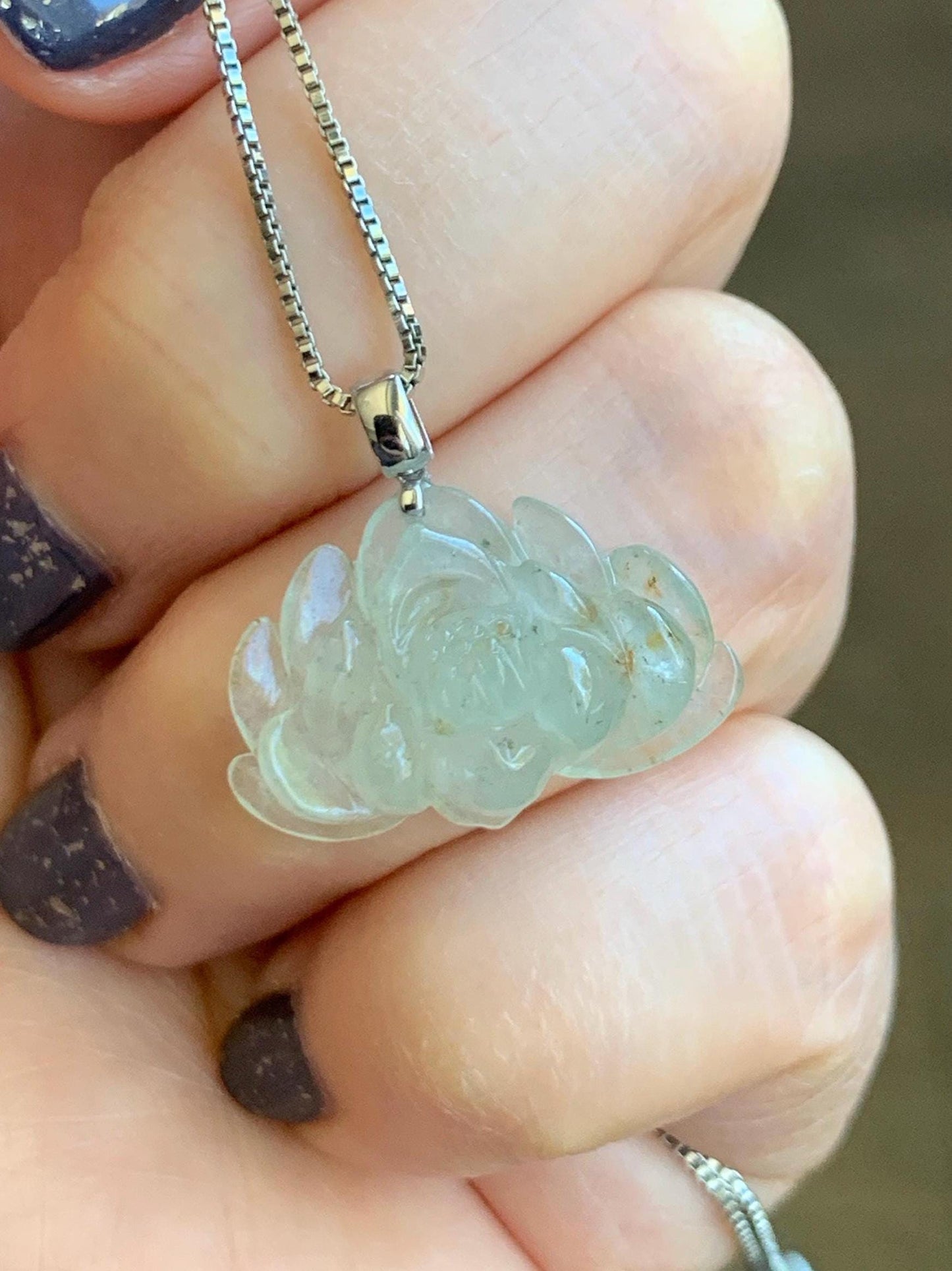 Grade A Natural Icy Highly Translucent Beige Golden Marbled Jadeite Lotus Flower Petite Pendant 18K White Gold 天然冰糖黄撒金翡翠迷你莲花镶嵌吊坠 BTM220