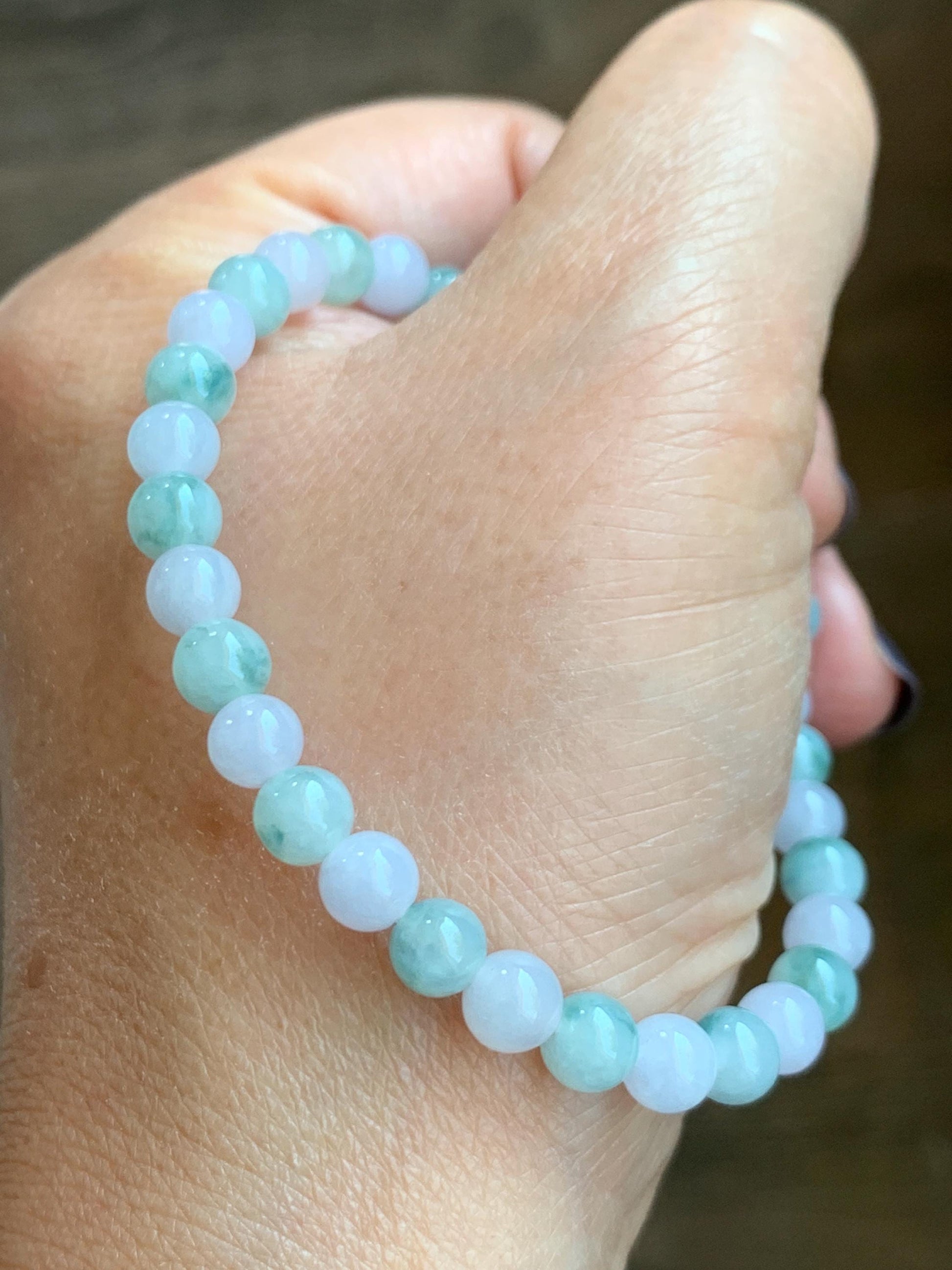 Natural Grade A Icy Translucent Pastel Purple & Green Jade Jadeite Carved Nine-Tailed Fox Beaded Bracelet 6.75” 17g 天然冰胶春彩翡翠九尾狐珠手串 MCC320