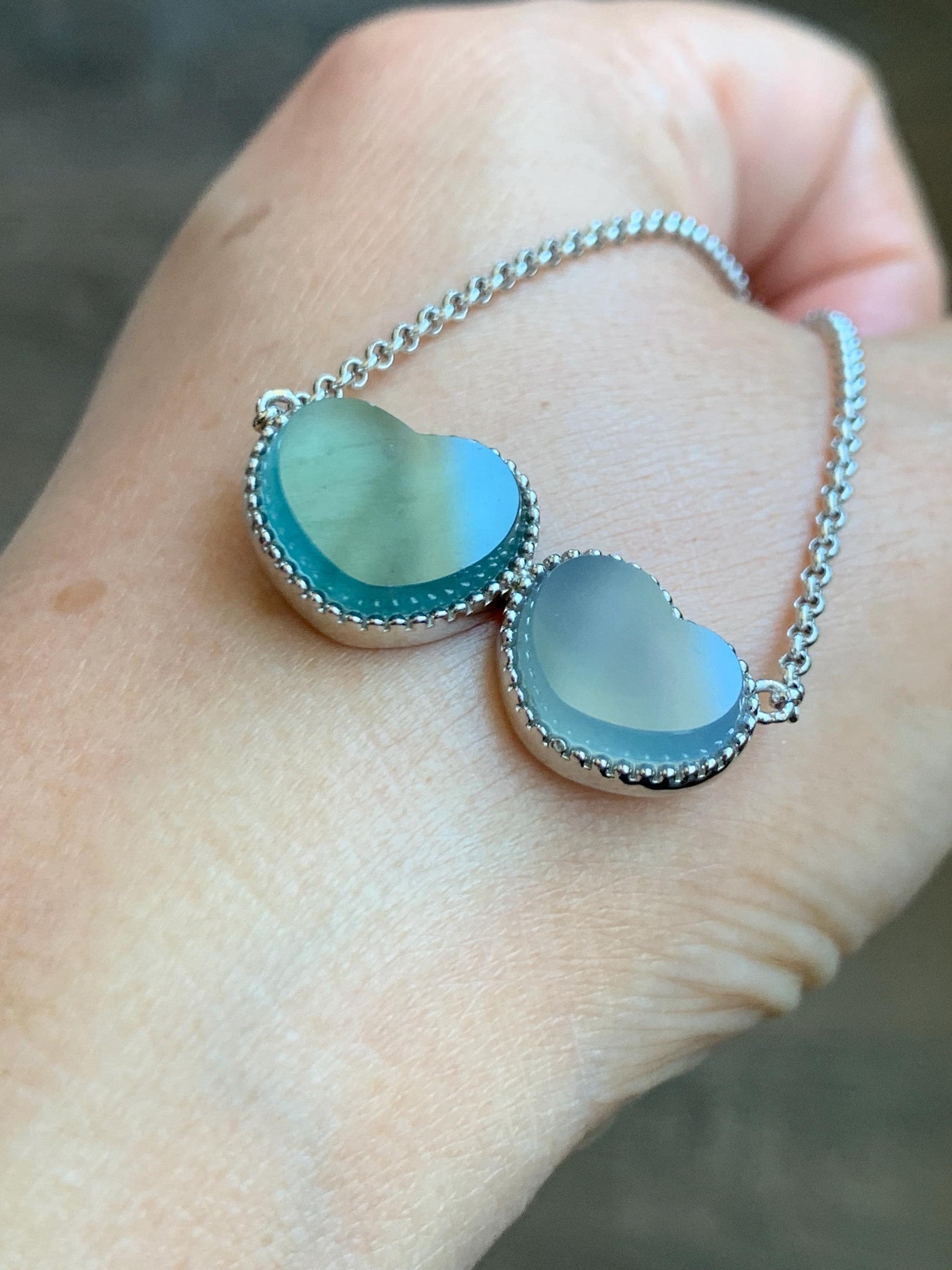 Certified Natural Guatemalan Icy Highly Translucent Teal Blue Pastel Blue Jadeite Heart Pendant Necklace Sterling Silver 天然冰危翡翠爱心锁骨链 9471