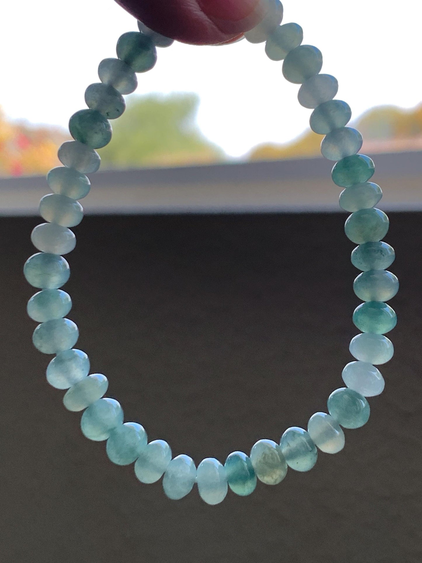 Natural Grade A Icy Highly Translucent Gelatinous Multicolored Jade Jadeite Drum Beads Beaded Bracelet 6.75" 12g 天然冰多宝翡翠鼓珠手串 DBG120