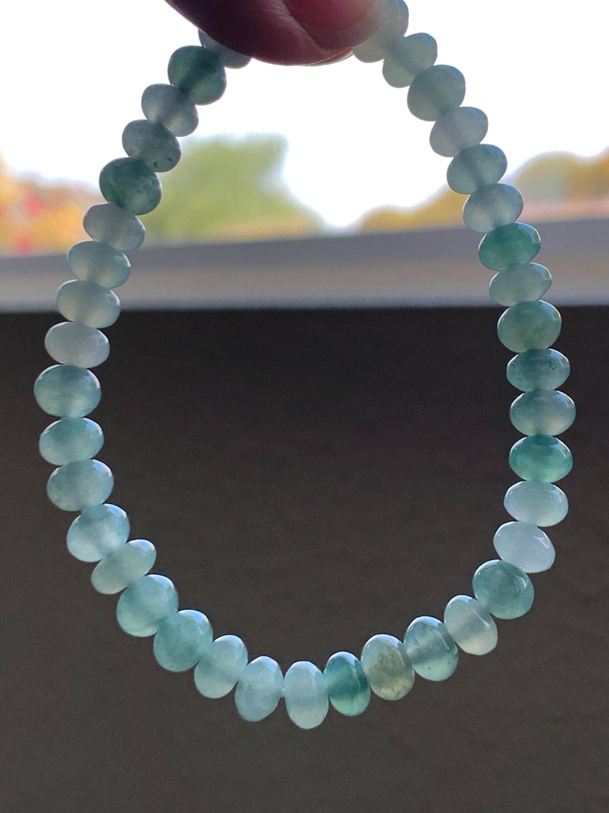 Natural Grade A Icy Highly Translucent Gelatinous Multicolored Jade Jadeite Drum Beads Beaded Bracelet 6.75" 12g 天然冰多宝翡翠鼓珠手串 DBG120