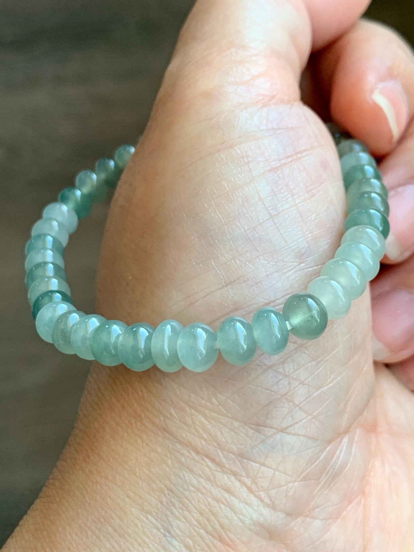 Natural Grade A Icy Highly Translucent Gelatinous Multicolored Jade Jadeite Drum Beads Beaded Bracelet 6.75" 12g 天然冰多宝翡翠鼓珠手串 DBG120