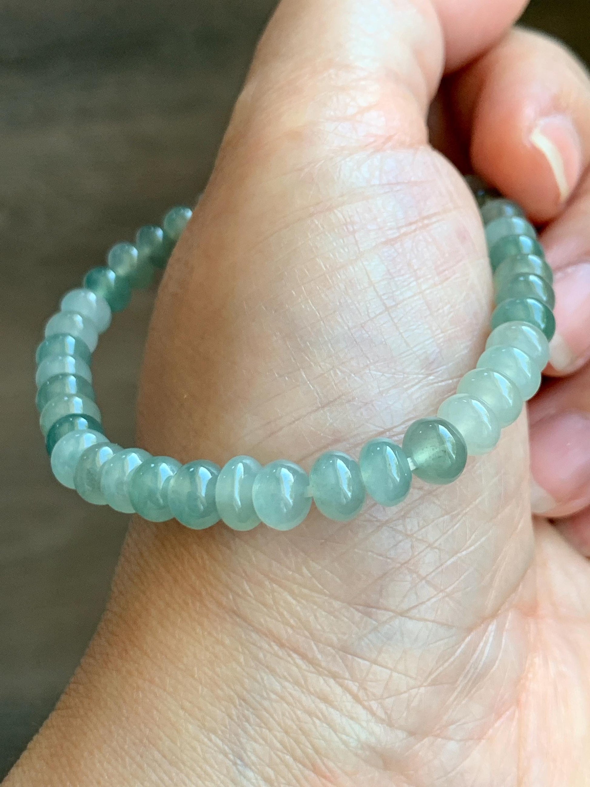 Natural Grade A Icy Highly Translucent Gelatinous Multicolored Jade Jadeite Drum Beads Beaded Bracelet 6.75" 12g 天然冰多宝翡翠鼓珠手串 DBG120