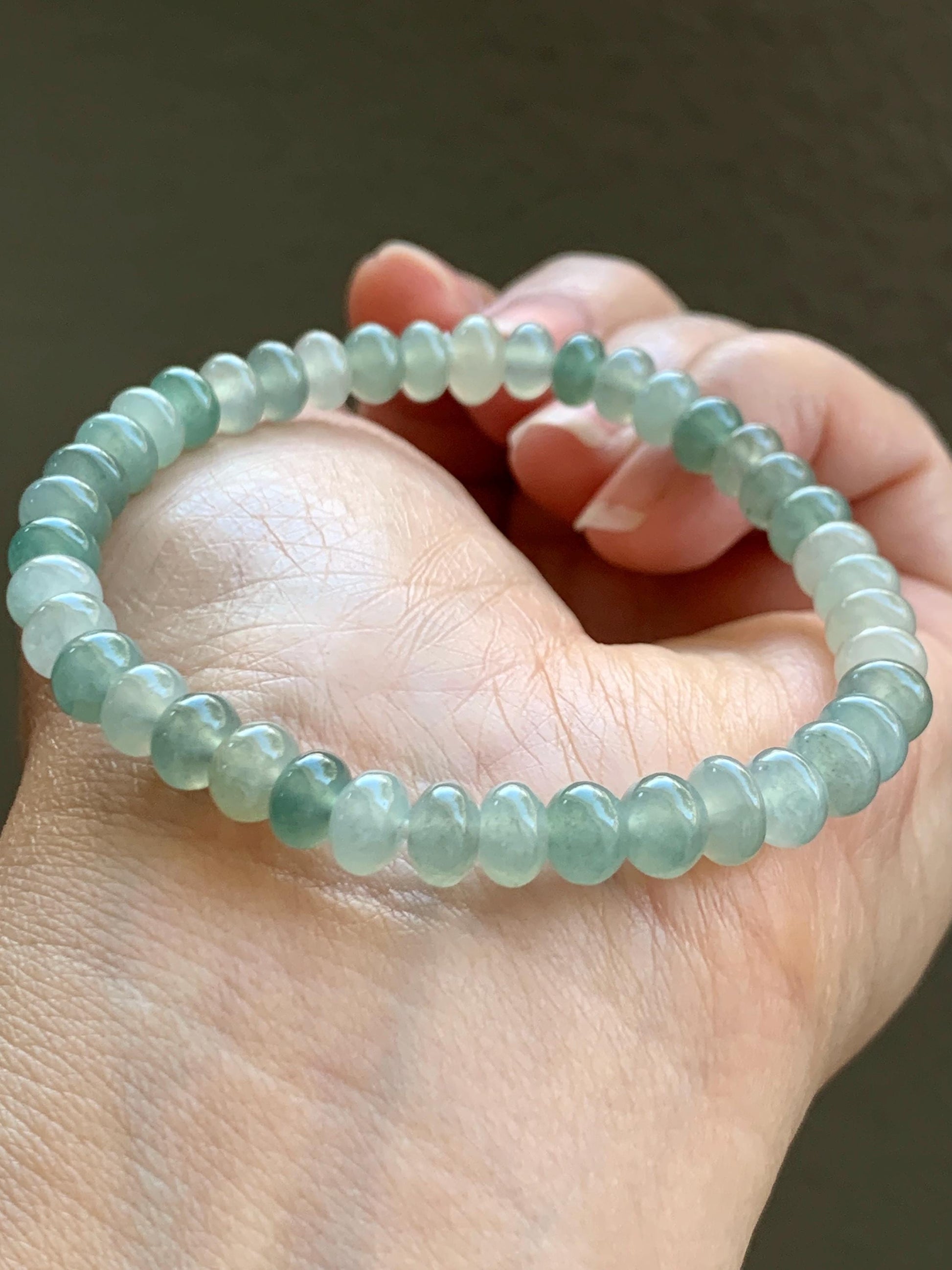 Natural Grade A Icy Highly Translucent Gelatinous Multicolored Jade Jadeite Drum Beads Beaded Bracelet 6.75" 12g 天然冰多宝翡翠鼓珠手串 DBG120