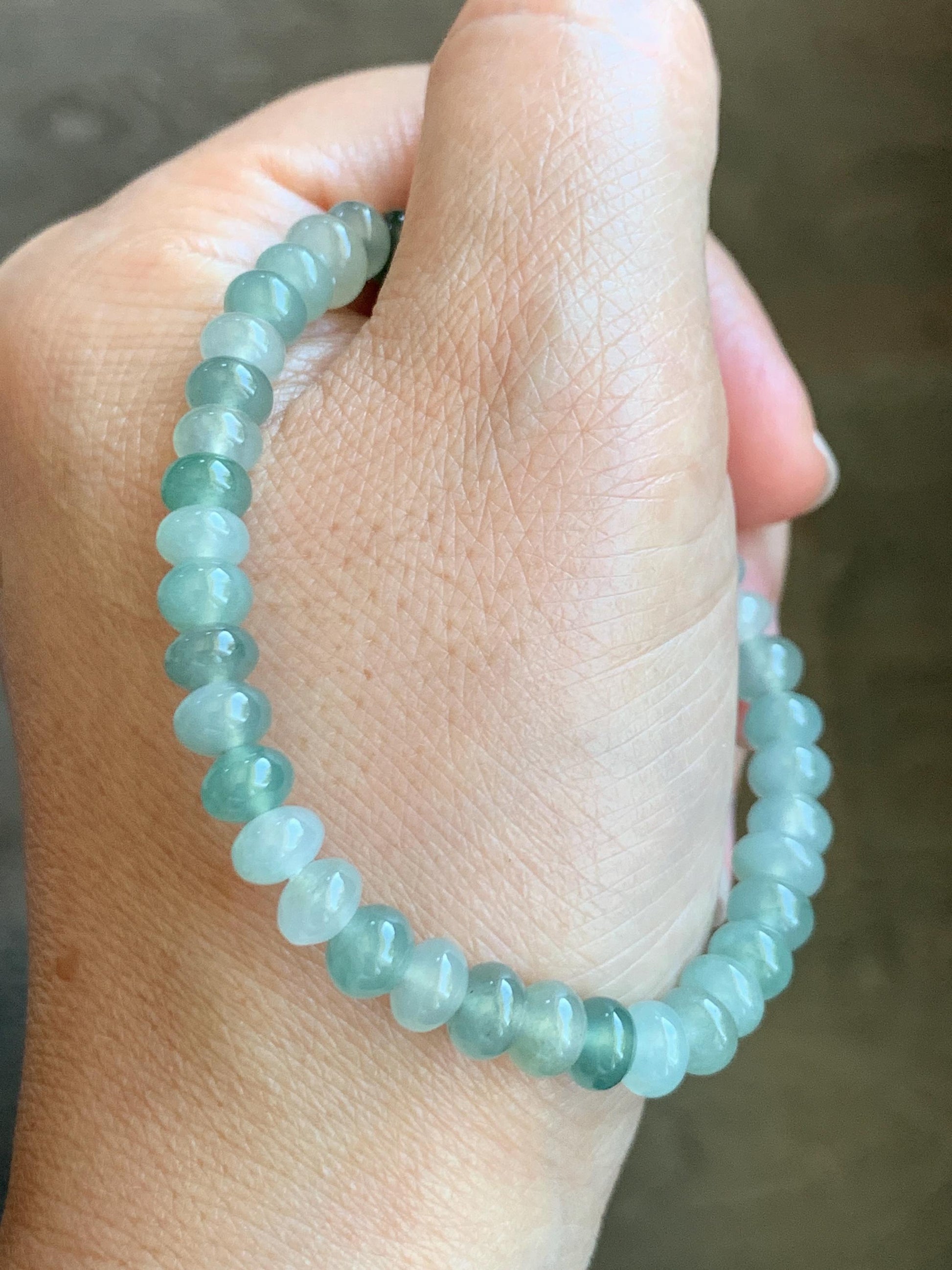 Natural Grade A Icy Highly Translucent Gelatinous Multicolored Jade Jadeite Drum Beads Beaded Bracelet 6.75" 12g 天然冰多宝翡翠鼓珠手串 DBG120