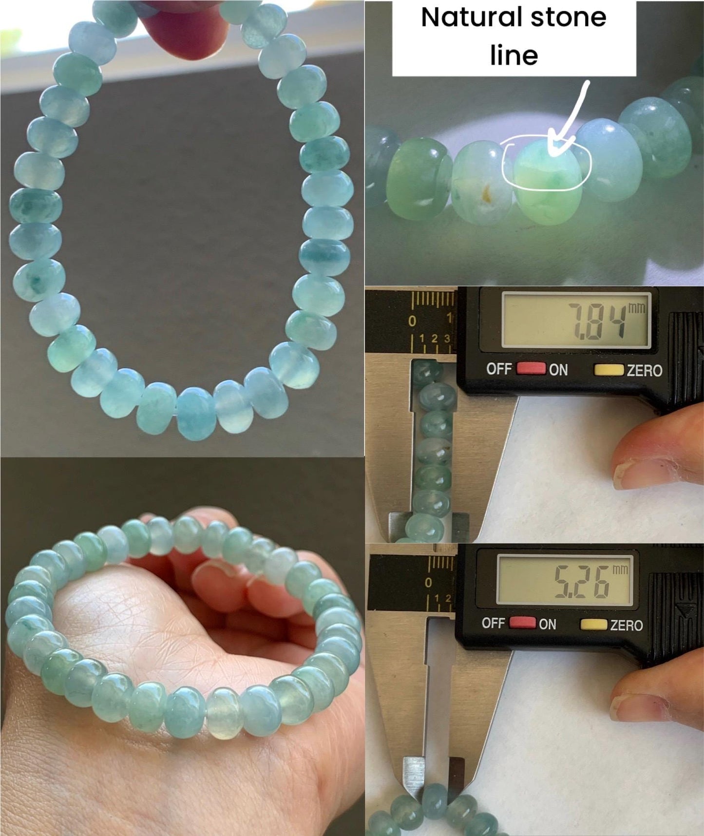 Natural Grade A Icy Highly Translucent Gelatinous Multicolored Jade Jadeite Drum Beads Beaded Bracelet 6.5" 21g 天然冰多宝翡翠鼓珠手串 QSD150