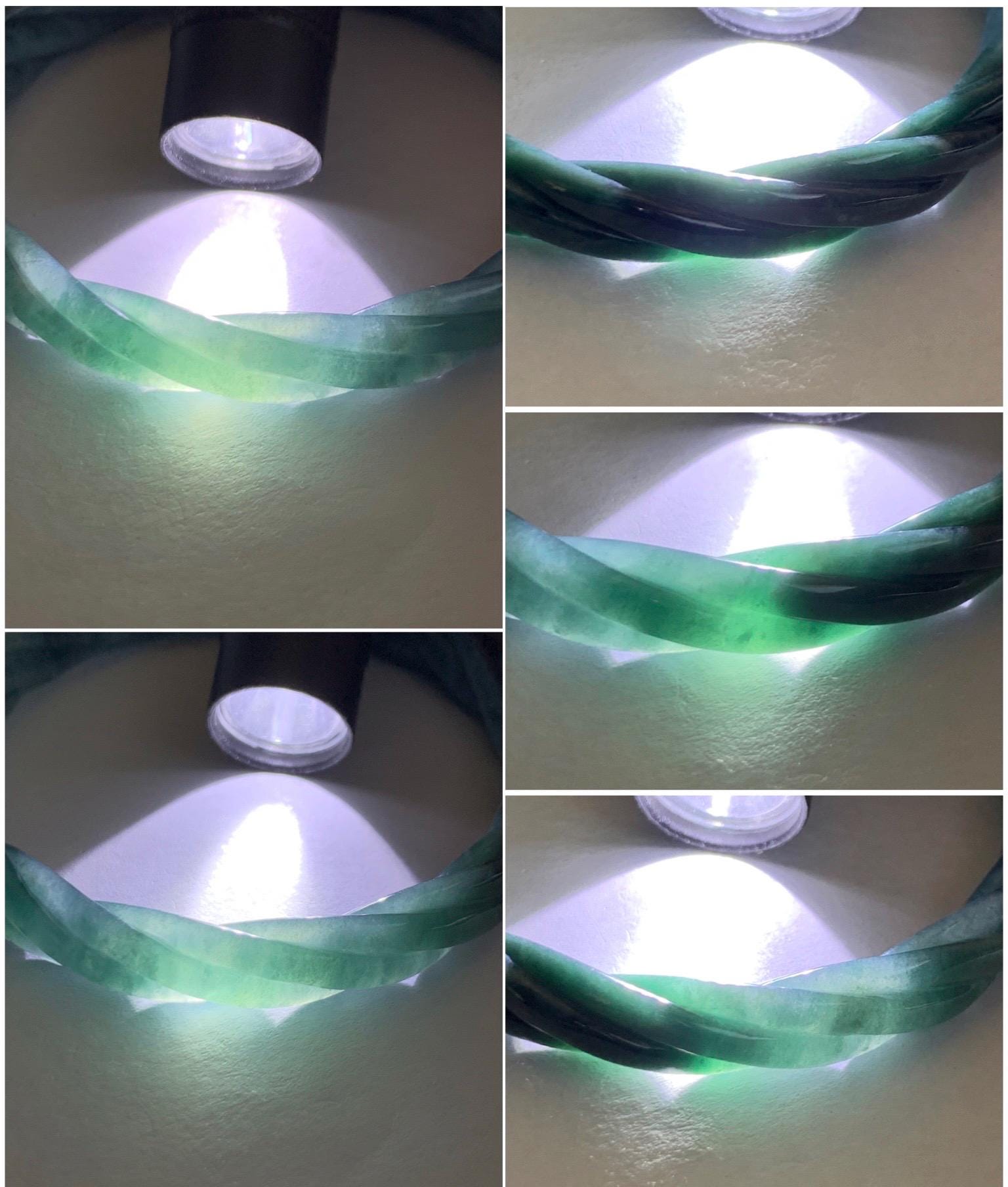 Certified Natural Grade A Guatemalan Icy Translucent Teal Blue Jadeite Carved Braid Bangle Bracelet 52.98mm 6.5” 19.64g 天然冰危蓝翡翠麻花贵妃手镯 9411