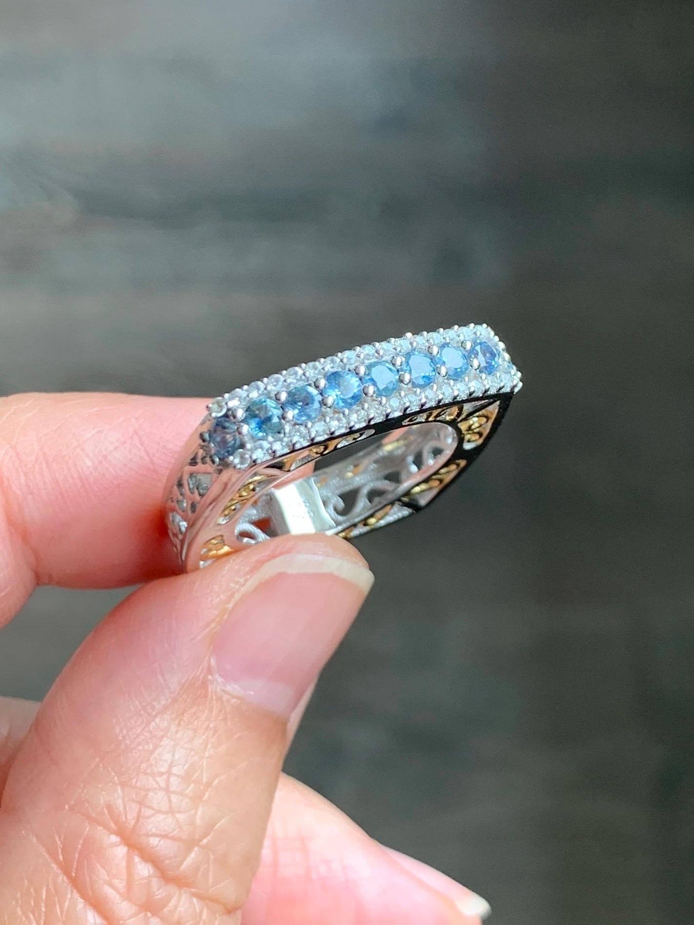 Natural Genuine Ceylon Blue Sapphire Untreated Blue Sapphire Band Ring Euro Shank S925 Sterling Silver Size 6 US 5g Sapphire Band CBS129