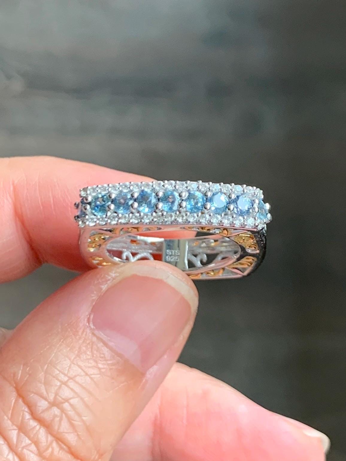 Natural Genuine Ceylon Blue Sapphire Untreated Blue Sapphire Band Ring Euro Shank S925 Sterling Silver Size 6 US 5g Sapphire Band CBS129