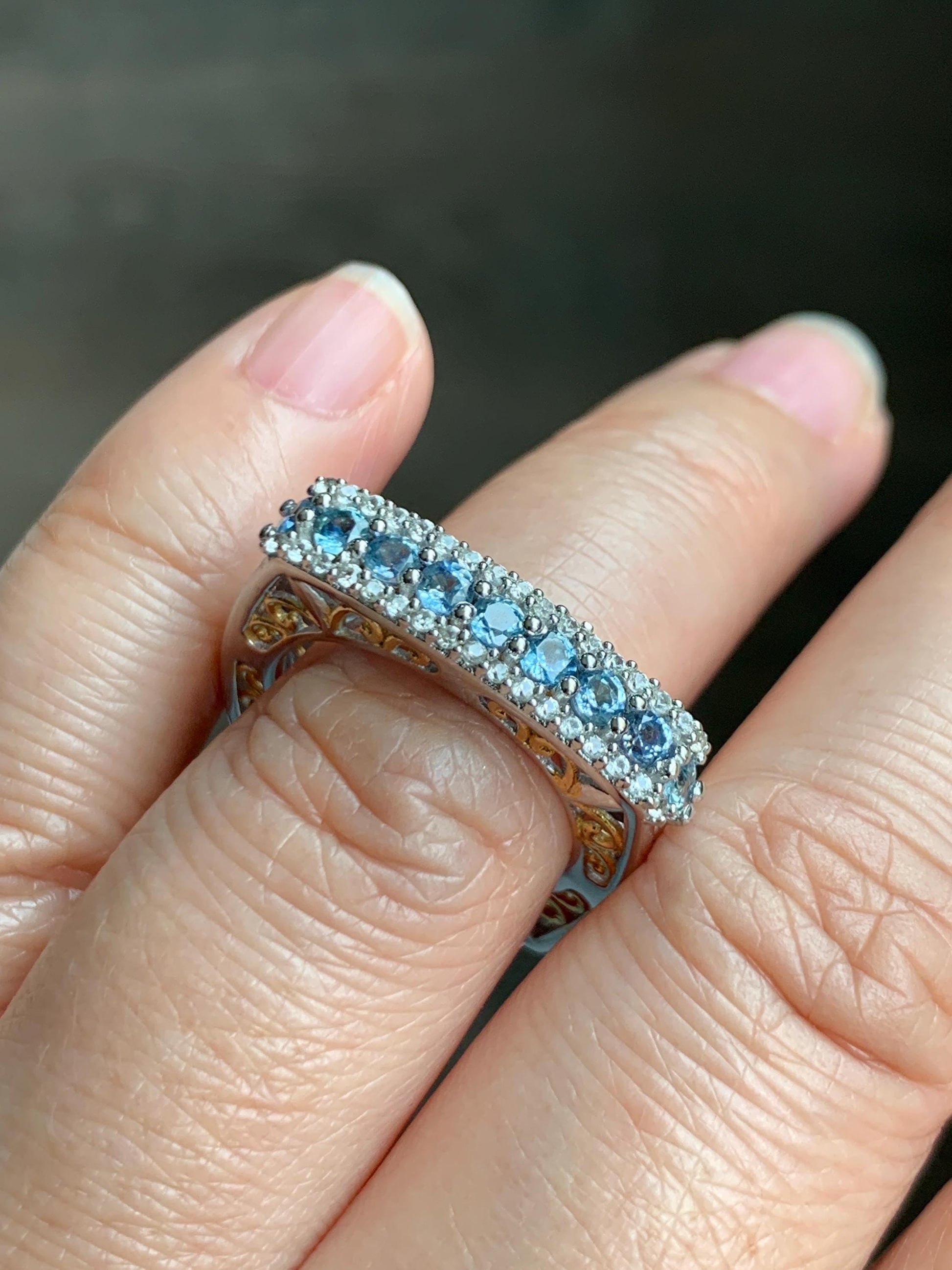 Natural Genuine Ceylon Blue Sapphire Untreated Blue Sapphire Band Ring Euro Shank S925 Sterling Silver Size 6 US 5g Sapphire Band CBS129