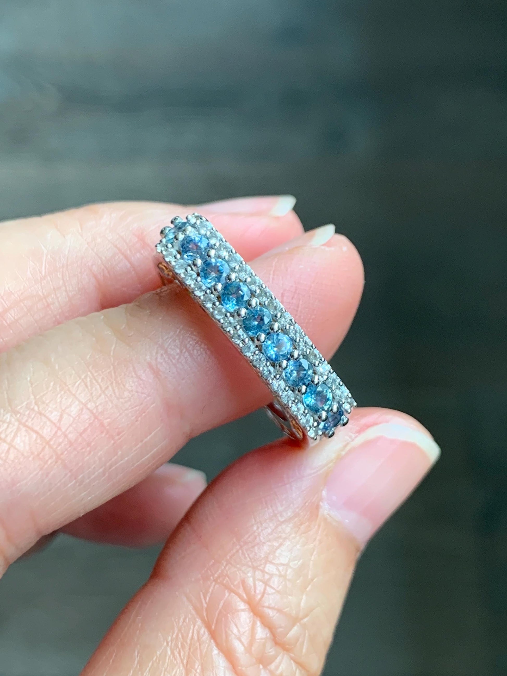 Natural Genuine Ceylon Blue Sapphire Untreated Blue Sapphire Band Ring Euro Shank S925 Sterling Silver Size 6 US 5g Sapphire Band CBS129