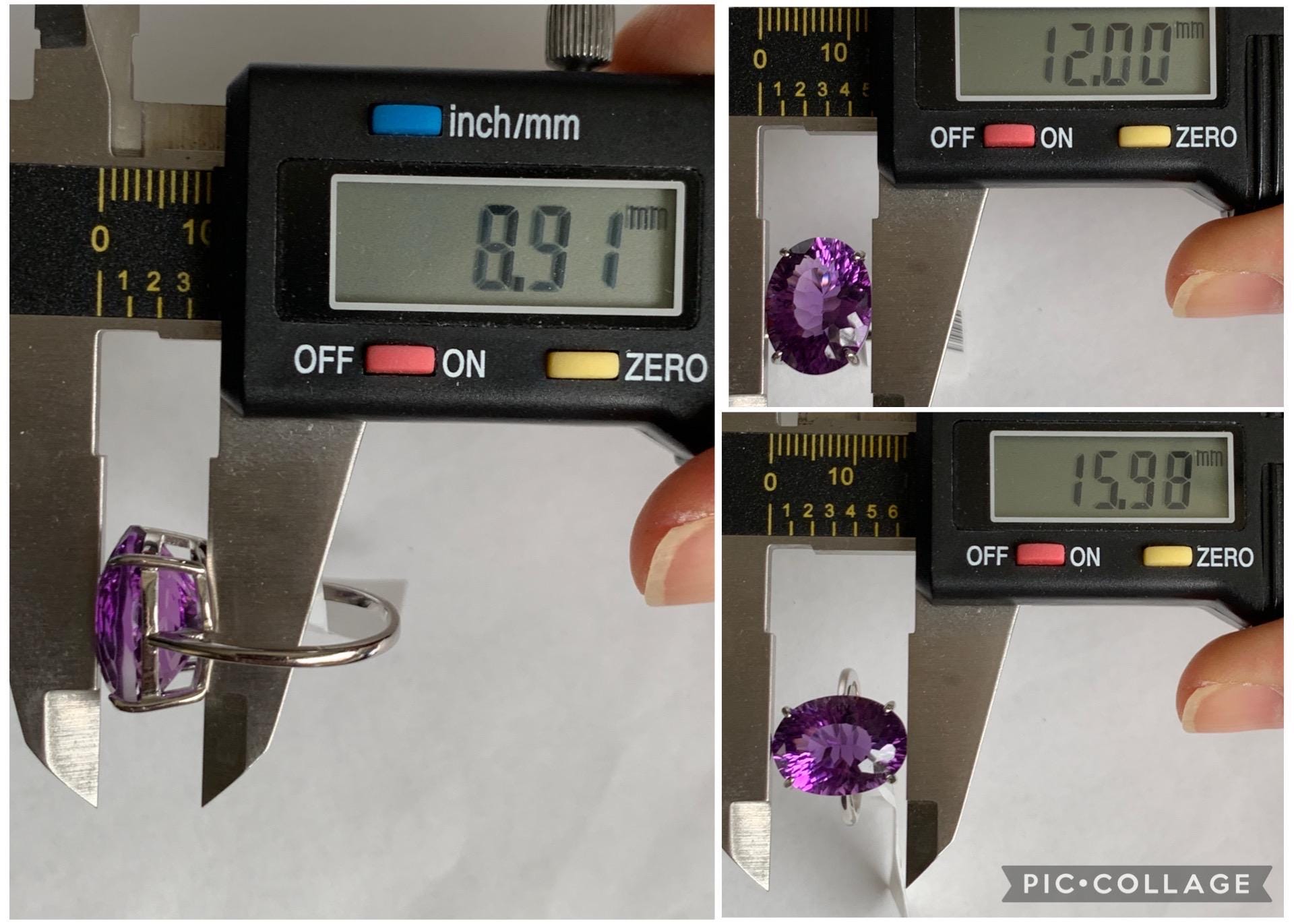 Natural Genuine Large Amethyst Oval Concave Cut Solitaire Ring 12x16x9mm S925 Sterling Silver Size 6 US 5g Large Oval Amethyst Ring 523
