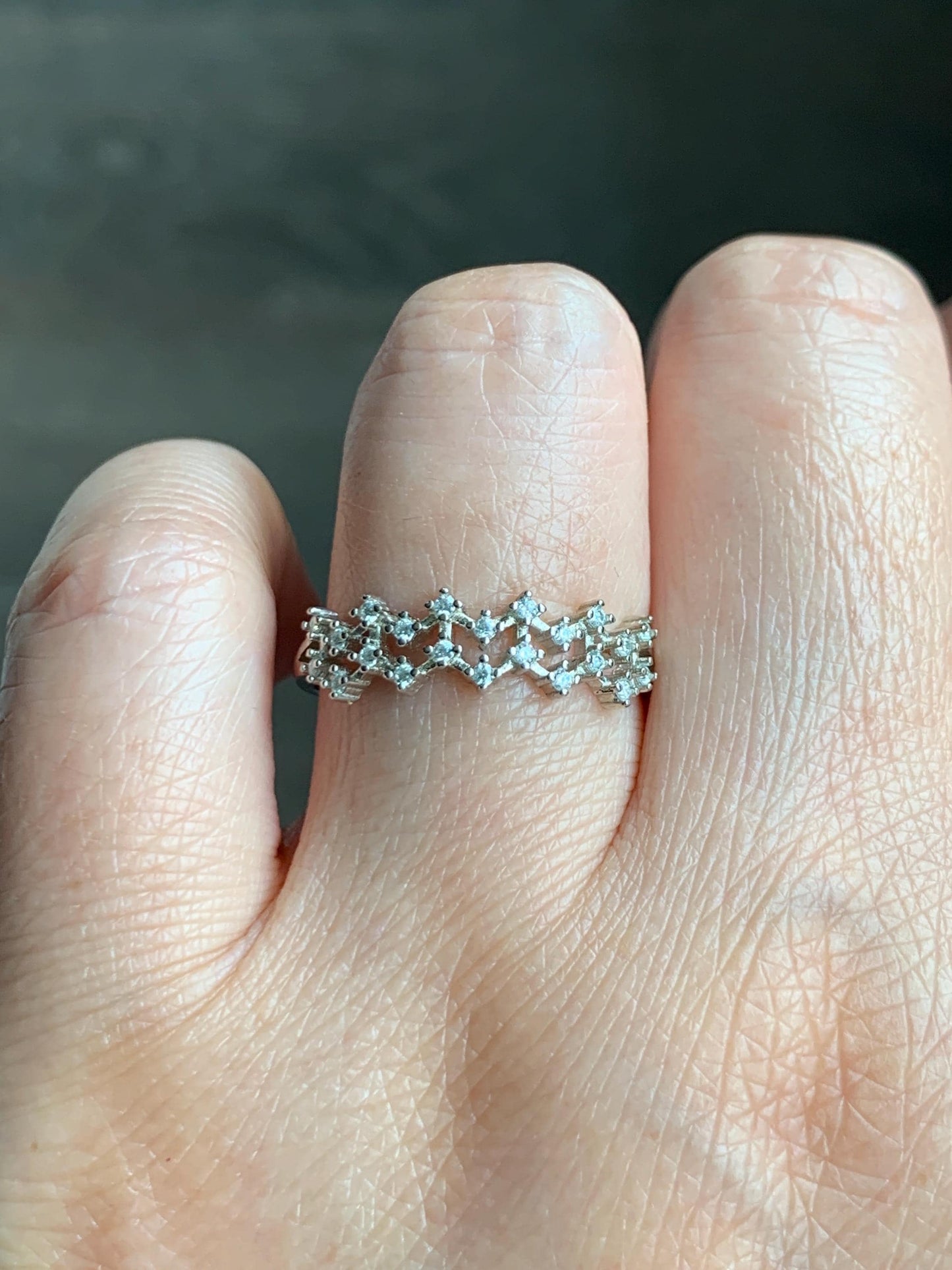 Moissanite Cluster Celestial Band Style Ring Sterling Silver Size 9 US 2g Moissanite Band Ring 048