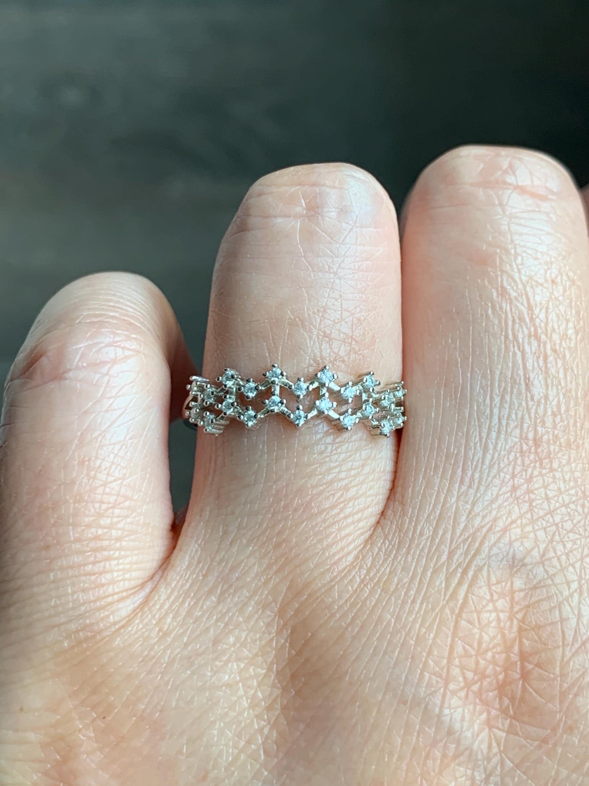 Moissanite Cluster Celestial Band Style Ring Sterling Silver Size 9 US 2g Moissanite Band Ring 048