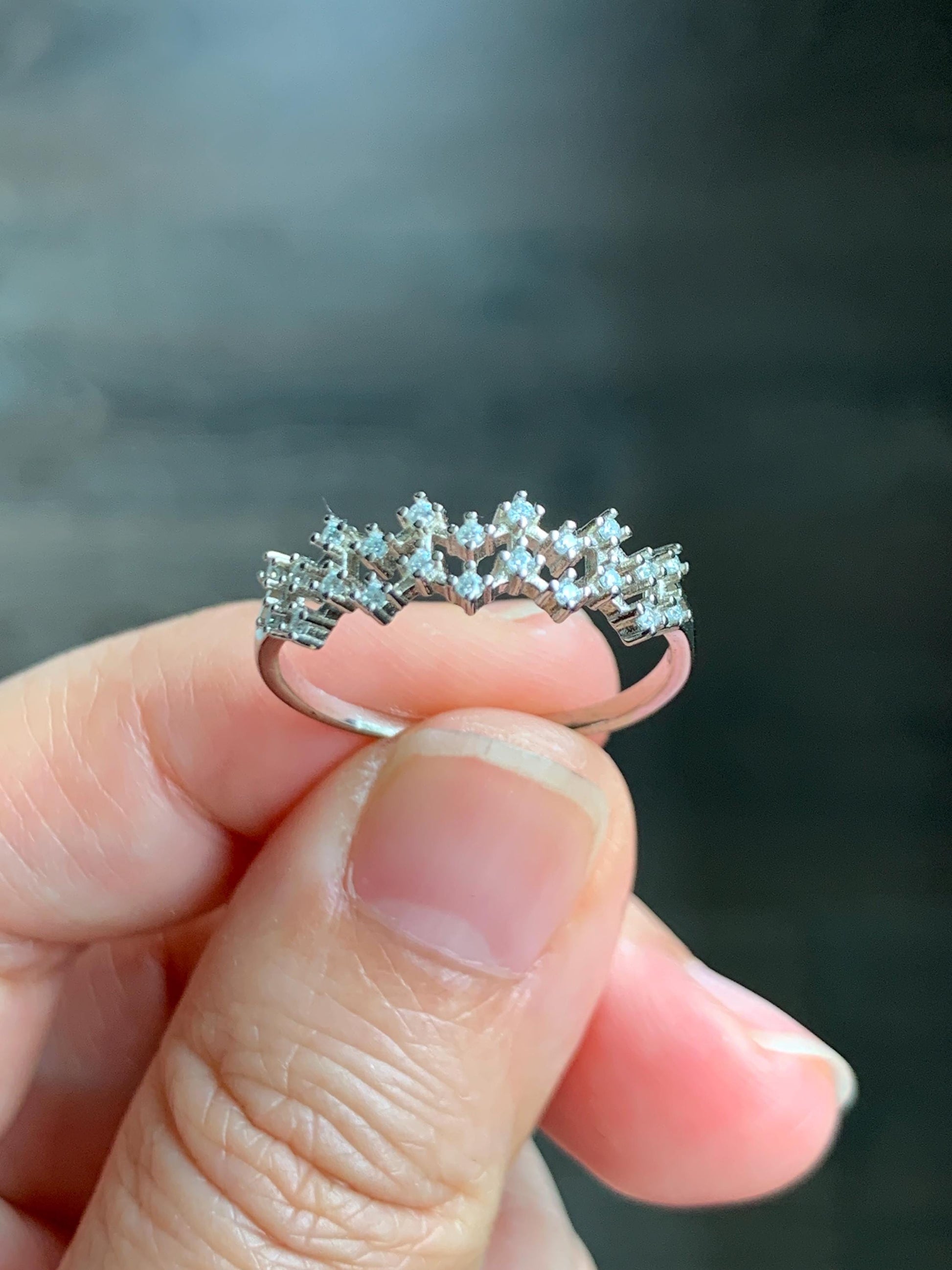 Moissanite Cluster Celestial Band Style Ring Sterling Silver Size 9 US 2g Moissanite Band Ring 048