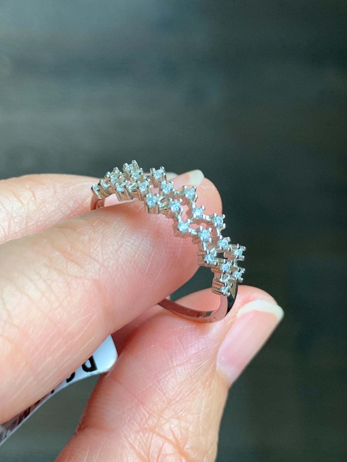 Moissanite Cluster Celestial Band Style Ring Sterling Silver Size 9 US 2g Moissanite Band Ring 048