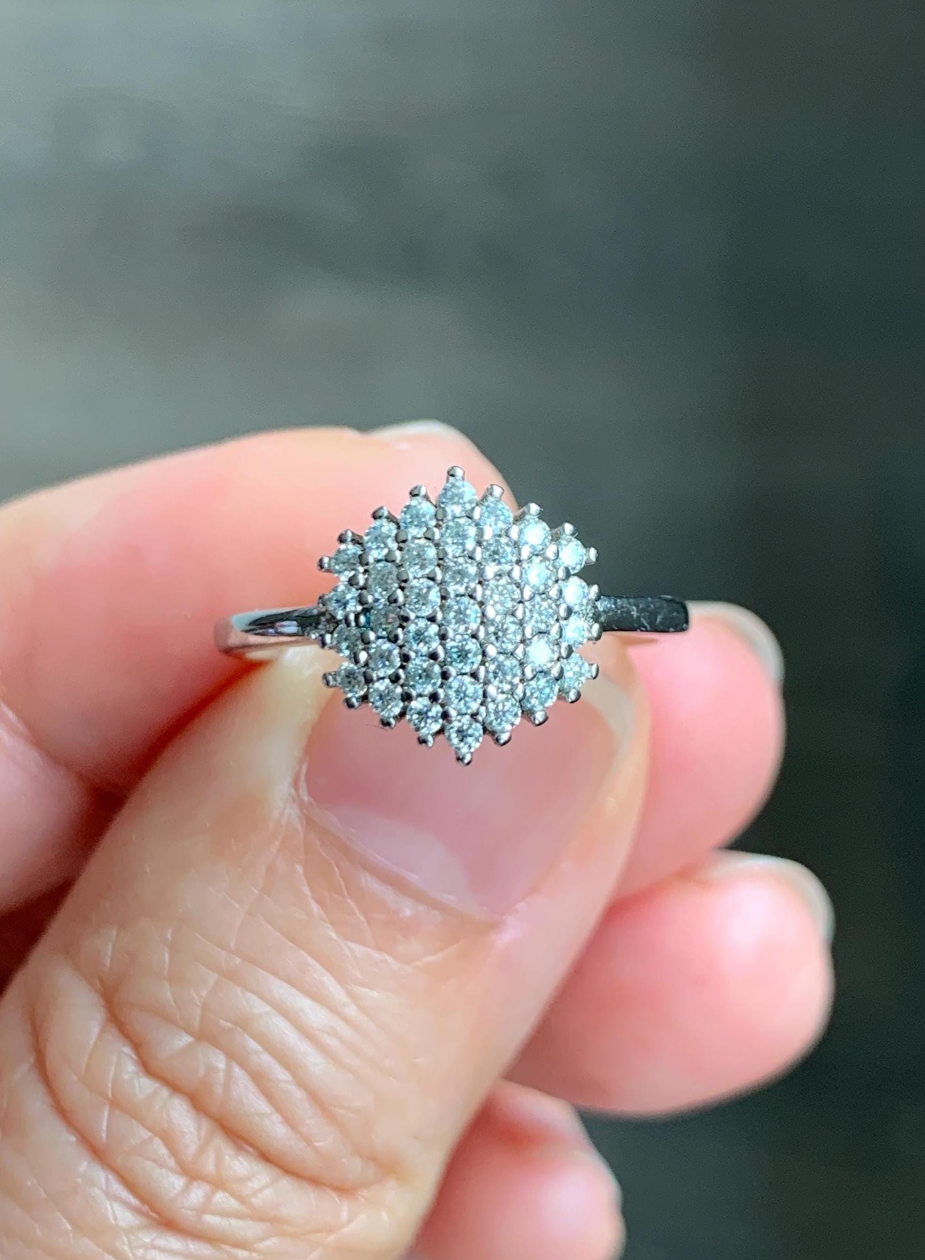 Moissanite Cluster Hexagon Design Ring Sterling Silver Size 6 US Moissanite Silver Ring 123