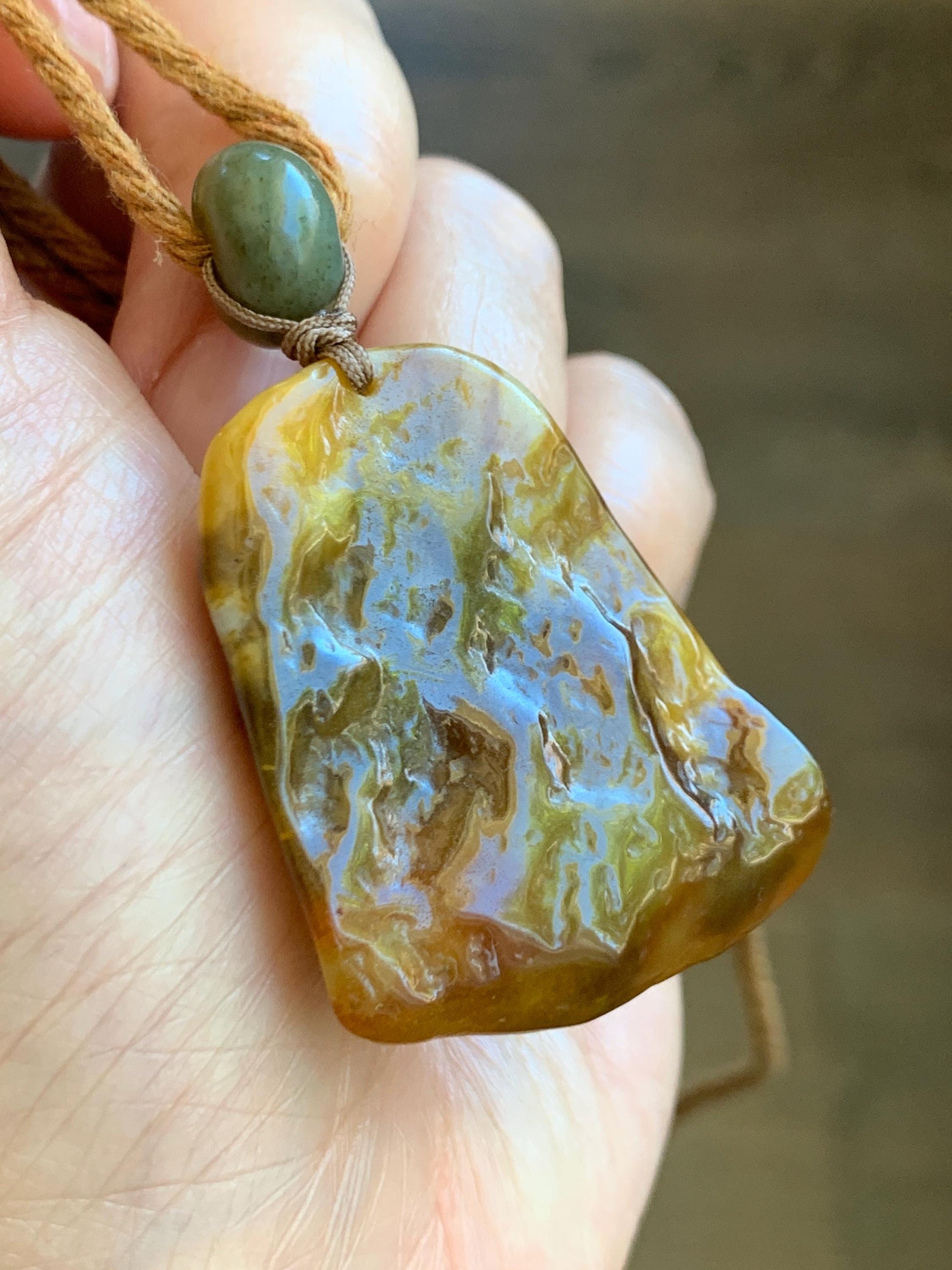 Natural Grade A Icy Translucent Tricolored Jade Jadeite Carved Lotus Flower Pendant Rope Necklace 25” 19g 天然冰三彩翡翠莲花牌吊坠项链 SCLH850